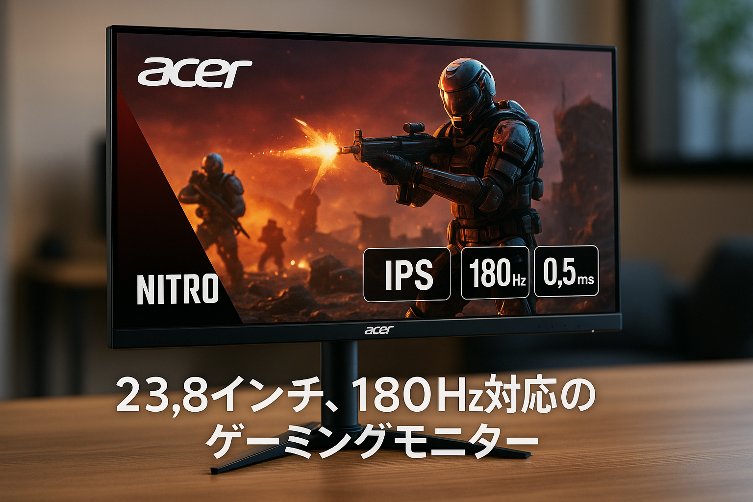 日本エイサー Acer Nitro ゲーミングモニター 23.8インチ IPS 非光沢 フルHD 180Hz 0.5ms HDMI 2.0 DisplayPort AMD FreeSync Premium HDR 10 VESAマウント対応 スピーカー内蔵 ヘッドホン端子 ピボット機能 高さ調整 XF243YM3bmiiprx PC/PS5/Xbox X/S向き