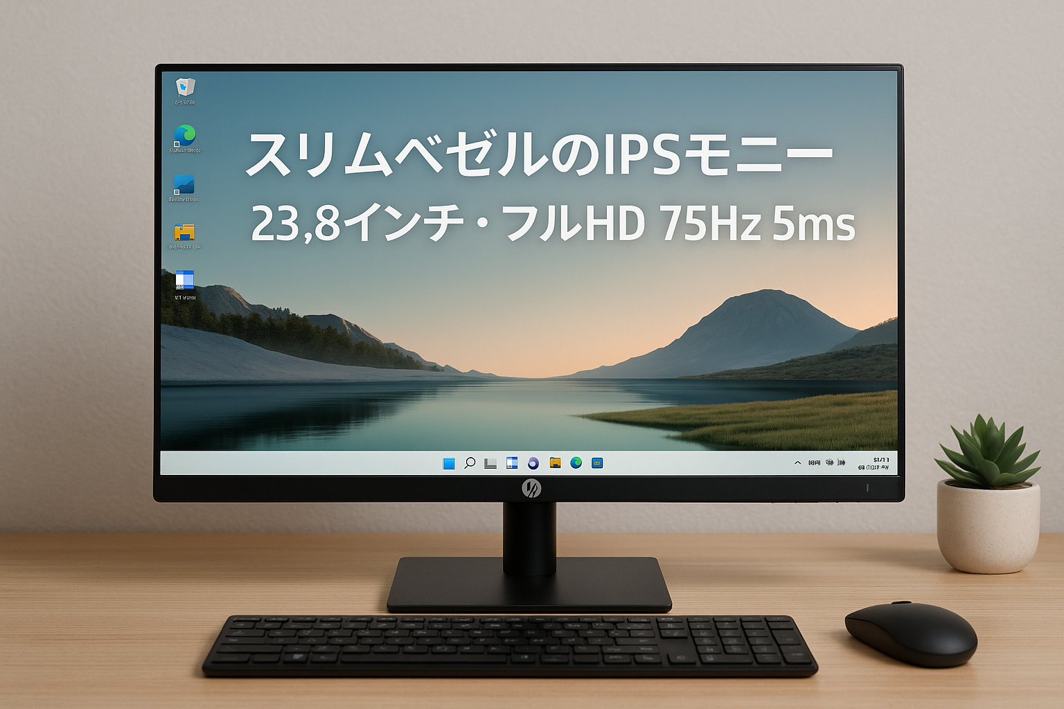 HP モニター V24i G5 23.8インチ フルHD 75Hz 5ms IPSパネル 非光沢 HDMI DisplayPort VGA AMD FreeSync 角度調整ブルーライトカット 薄型ベゼル（型番：65P59AA-AAAB）