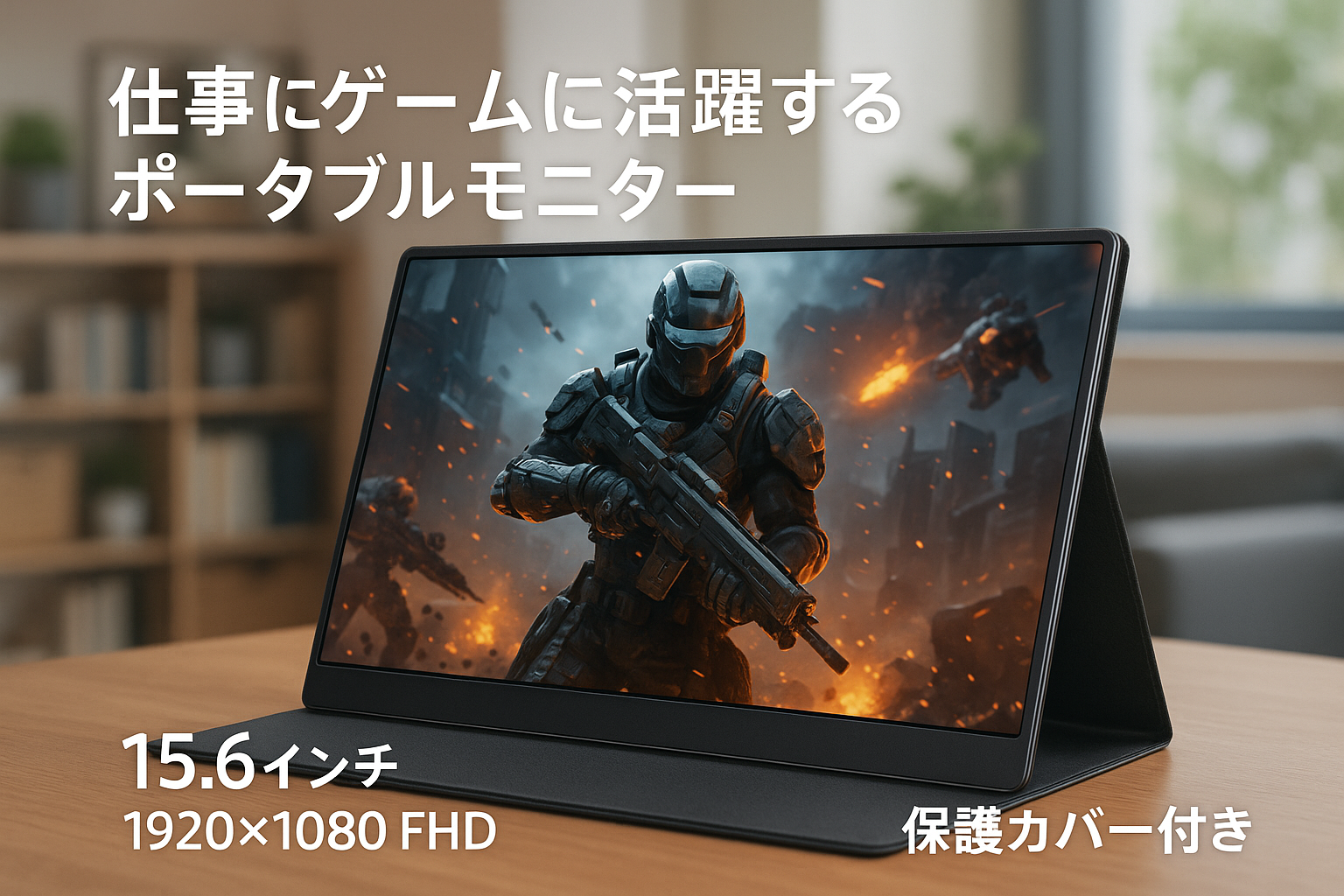 モバイルモニター 15.6インチ モバイルディスプレイ ポータブルモニター 1920x1080FHD ゲーミングモニター 高輝度400nits 非光沢IPSパネル VESA対応 60Hz 軽量 Tpye-C/mini HDMI/スピーカー内蔵 PS4/PS5/XBOX/Switch/PC/Macなど対応 保護カバー付き テレワーク