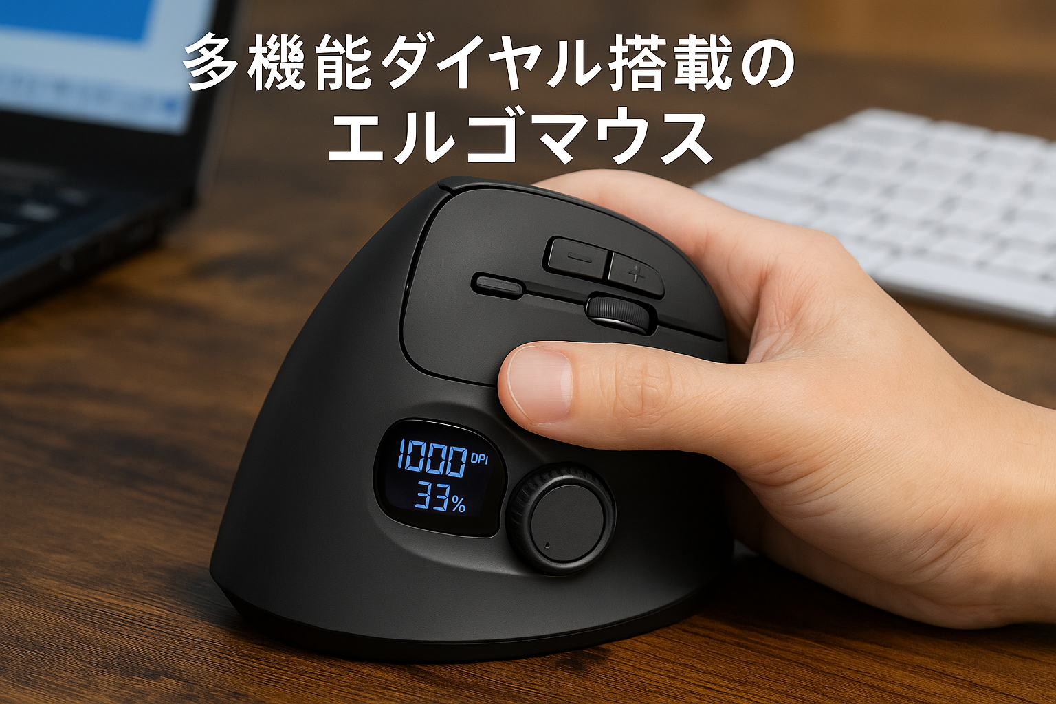 サンワダイレクト エルゴノミクスマウス 多機能 5ボタン / 6機能ダイヤル操作 Bluetooth ワイヤレス 有線 充電式 液晶画面 横スクロール マウス 多ボタン 400-MAWBT196LED