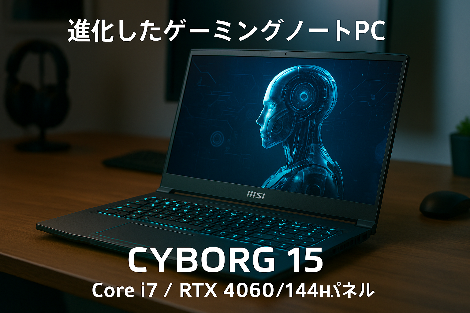 MSIゲーミングノートPC Cyborg15 1.98kg Corei7 RTX4060/15.6インチ FHD/144Hz/16GB/512GB/Windows 11/Cyborg-15-A13VFK-1002JP