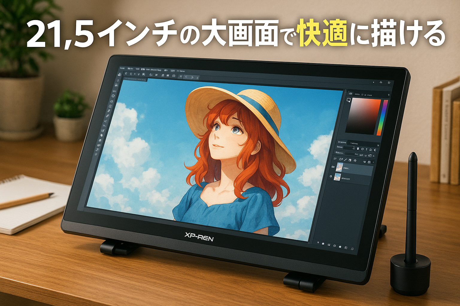 XPPen 液タブ 21.5インチ 液晶タブレット 大画面 IPSパネル イラスト デザイン Windows Mac対応 お絵描きソフトウェア付 Artist 22セカンド