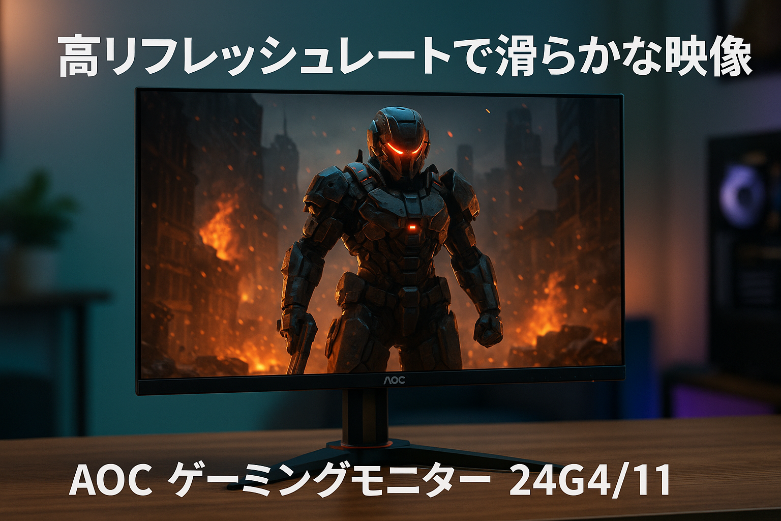 AOC ゲーミングモニター 24G4/11, 23.8インチ, 1920×1080@180Hz, 1ms, HDMI2.0 x 1/ DP1.4x1, 昇降(高さ調整)/チルト/スイーベル/ピボット(縦回転), G-Sync Compatible対応, Adaptive Sync, HDR10, フリッカーフリー, 3年保証