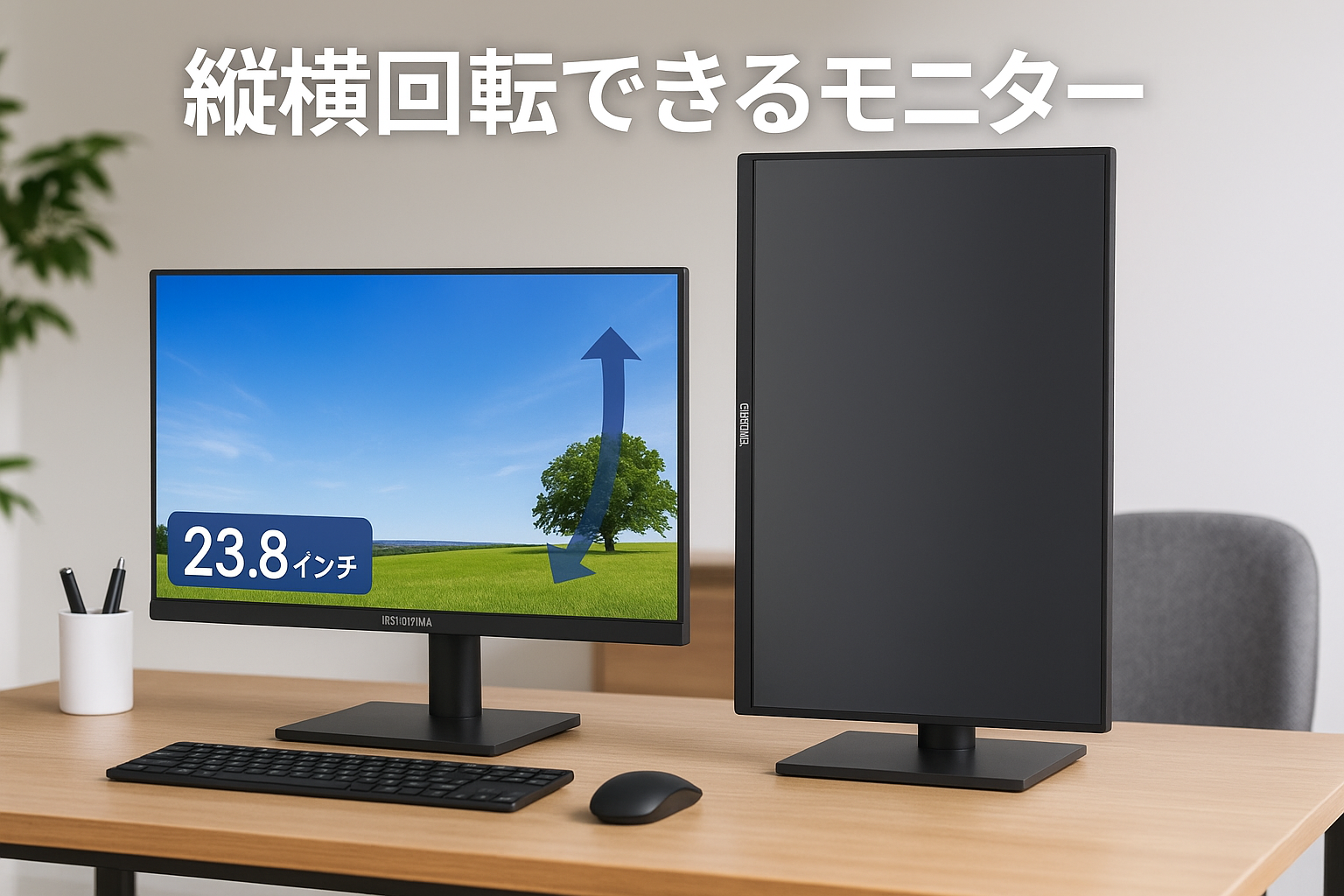 アイリスオーヤマ モニター 縦横回転モニター 23.8inch DT-HF234P-B ブラック
