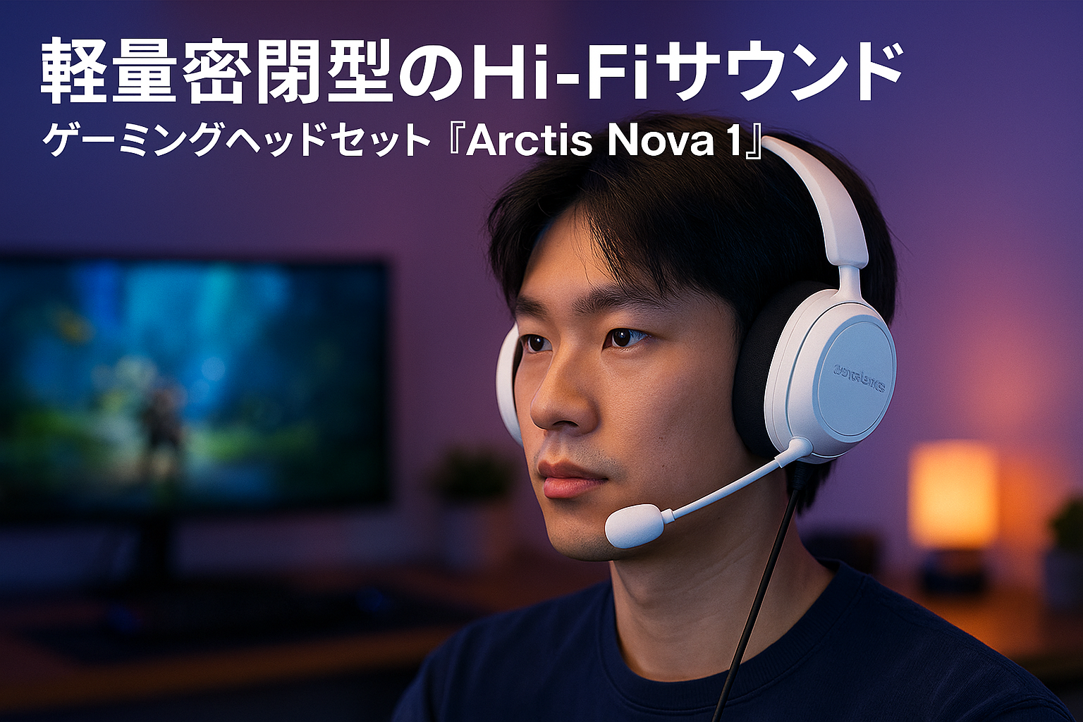 SteelSeries ゲーミングヘッドセット ヘッドホン Arctis Nova 1 軽量 有線 密閉型 PC PS5 PS4 Switch 対応 双方向マイク ノイズキャンセリング 空間オーディオ Hi-Fiサウンド 調整可能 61607 ホワイト