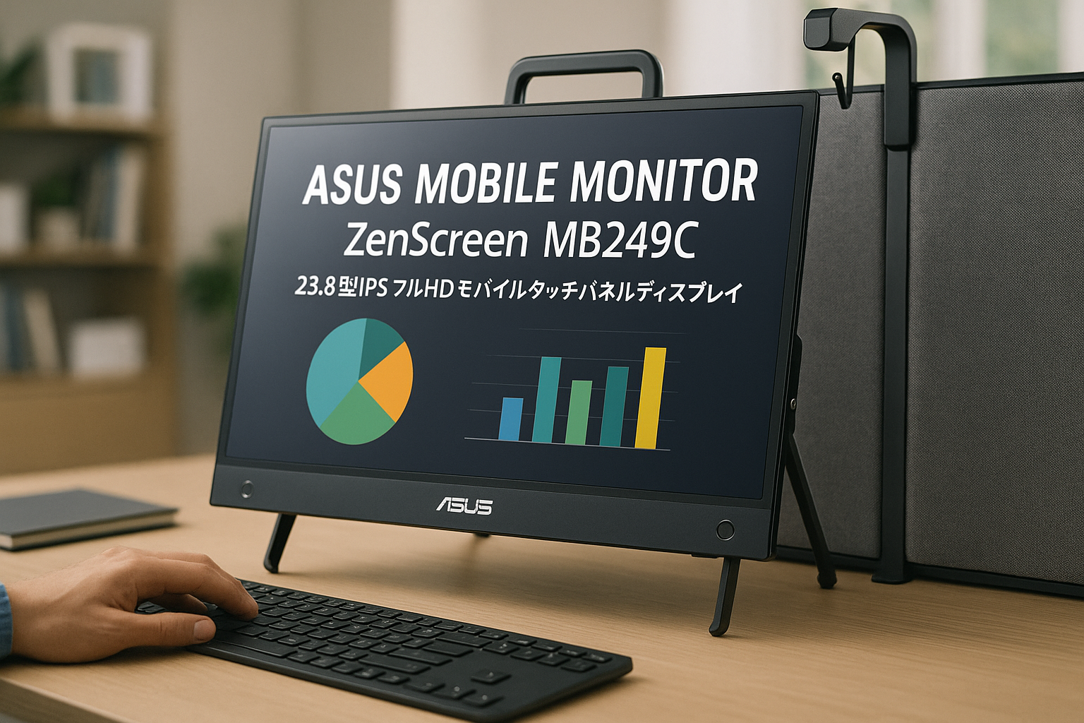 ASUS モバイルモニター ZenScreen MB249C 23.8インチ/IPS/フルHD/USB Type-C/ノングレア/スピーカー/キャリーハンドル/キックスタンド/Cクランプ/パーテーションフック/国内正規品