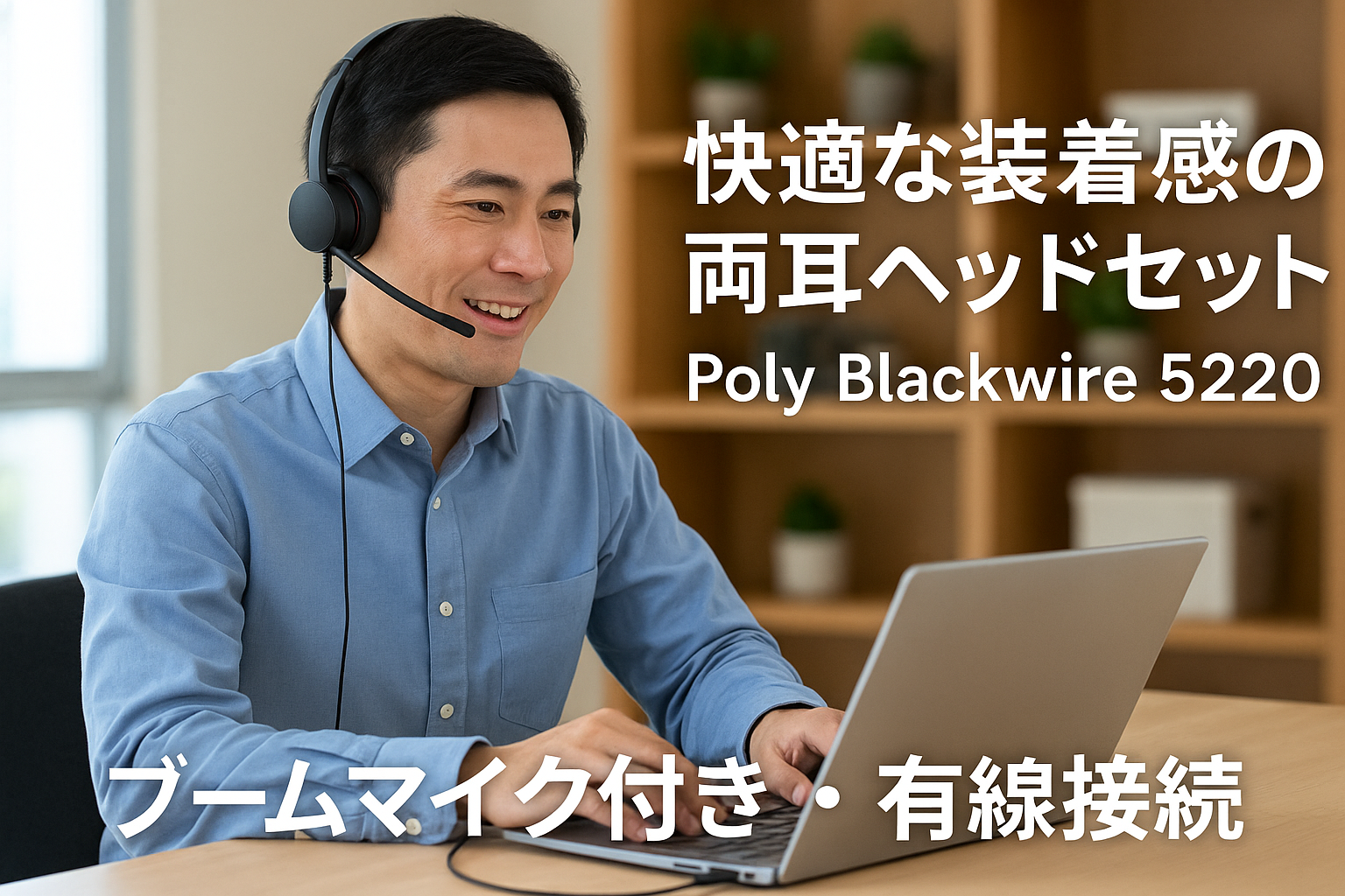 Poly Blackwire 5220 有線 両耳 ヘッドセット ブームマイク付き PC/Mac/タブレット/モバイル対応 USB-A/3.5mm接続 7S4B3AA