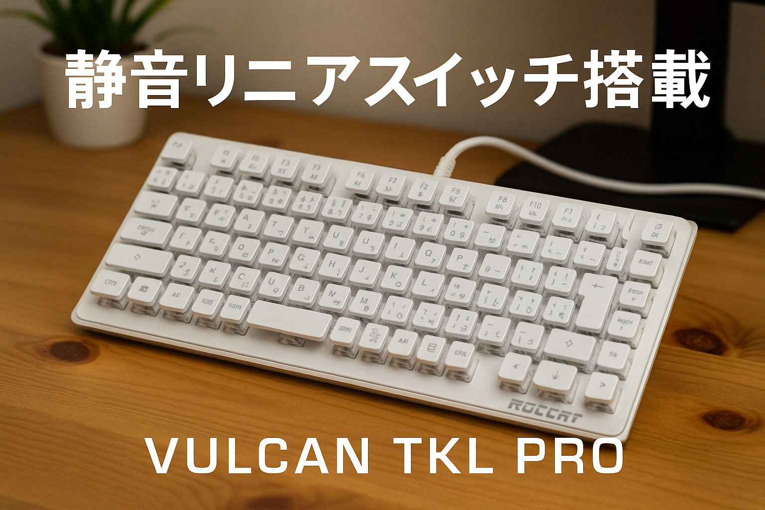 ROCCAT VULCAN TKL Pro USB ゲーミングキーボード 日本語配列 静音 リニア(オプティカル) テンキーレス ホワイト【日本正規代理店品】