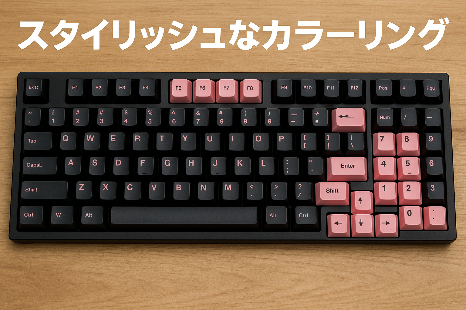 キーキャップ 136キー Womier PBT キーキャップ フルセット 60% 65% 75% 100% Cherry Gateron MX スイッチキーボード用 (Black and Pink)