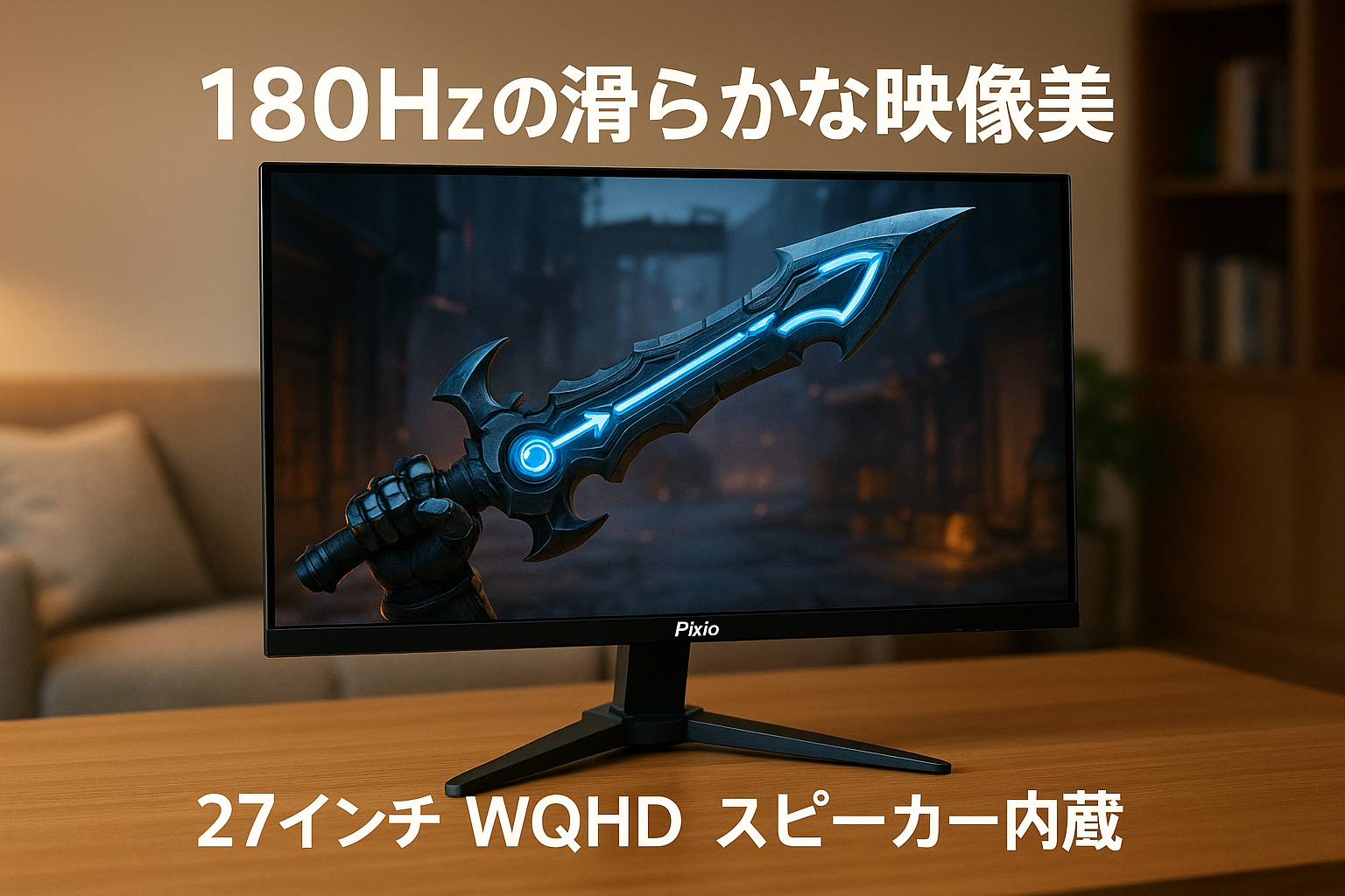 Pixio PX278 WAVE Black ゲーミングモニター 27インチ 180Hz WQHDブラック スピーカー内蔵 2年保証