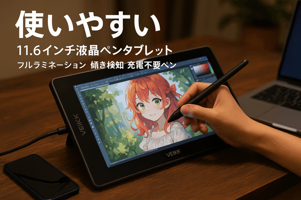 VEIKK VK1200 V2 11.6インチ 液晶タブレット超簡単レビュー
