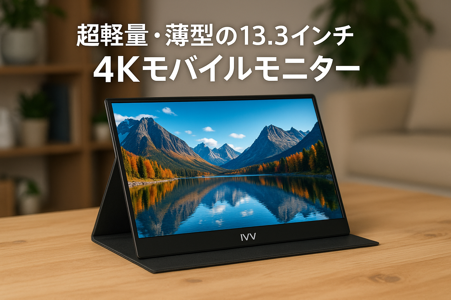 IVV 4Kモバイルモニター 13.3インチ IPSパネル 超軽量・薄型 HDR対応 3840x2160 解像度 16:9比率 sRGB100% USB-C/HDMI接続 ゲーミング・在宅勤務対応 スピーカー内蔵 保護カバー付き"