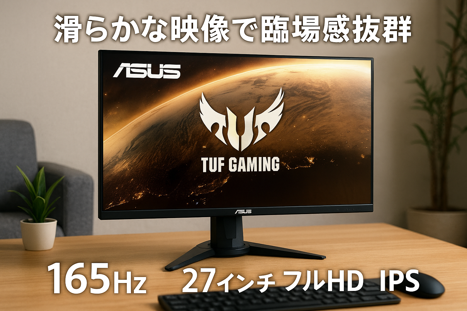 ASUS ゲーミングモニター 165Hz 27インチ モニター IPS フルHD 1ms HDMI1.4(x2) DsiplayPort1.2 TUF Gaming VG279Q1A