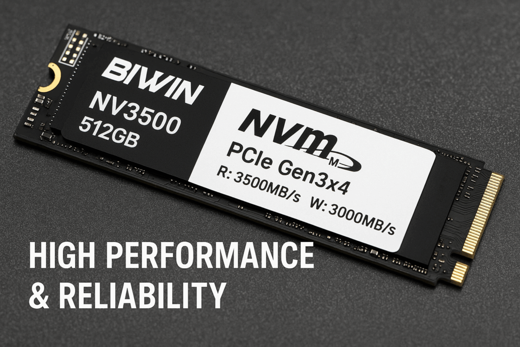 Biwin NV3500 512GB SSD NVMe M.2 Type 2280 PCIe Gen3×4 最大読込:3500MB/s (R:3500MB/s、W:3000MB/s) 内蔵SSD 高耐久 片面実装タイプ メーカー5年保証