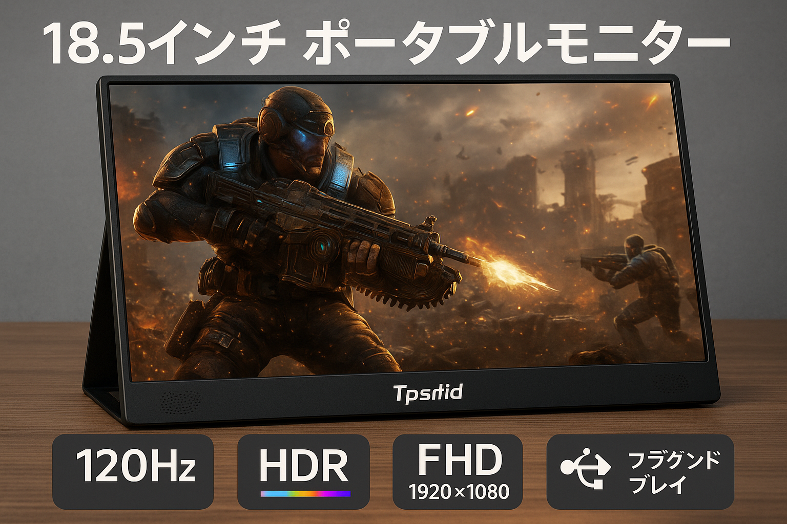 Tpsmtdis 18.5インチ ポータブルモニター、ラップトップモニター 120Hz トラベルゲームモニター、400Nits HDR FHD プラグアンドプレイデュアルスピーカー、PC、タブレット、Mac、Xbox、PS3/4/5 用の外部スクリーン (18.5 インチのディスプレイ)