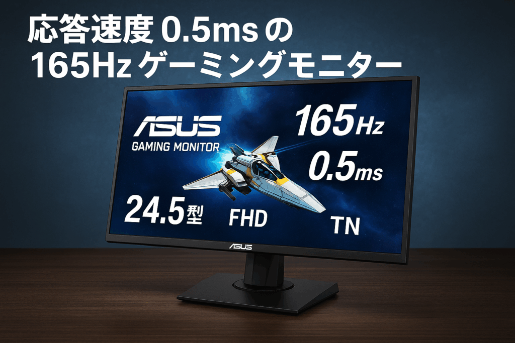 ASUS ゲーミングモニター 165Hz 24.5インチ モニター TN FHD 0.5ms HDMI1.4 DisplayPort1.2 DVI-D スピーカー 高さ調整 縦横回転 VG258QR-J