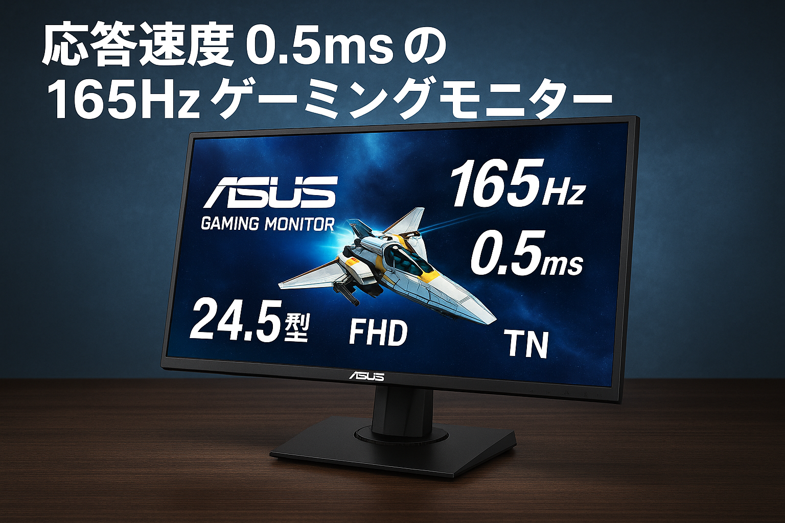 ASUS ゲーミングモニター 165Hz 24.5インチ モニター TN FHD 0.5ms HDMI1.4 DisplayPort1.2 DVI-D スピーカー 高さ調整 縦横回転 VG258QR-J