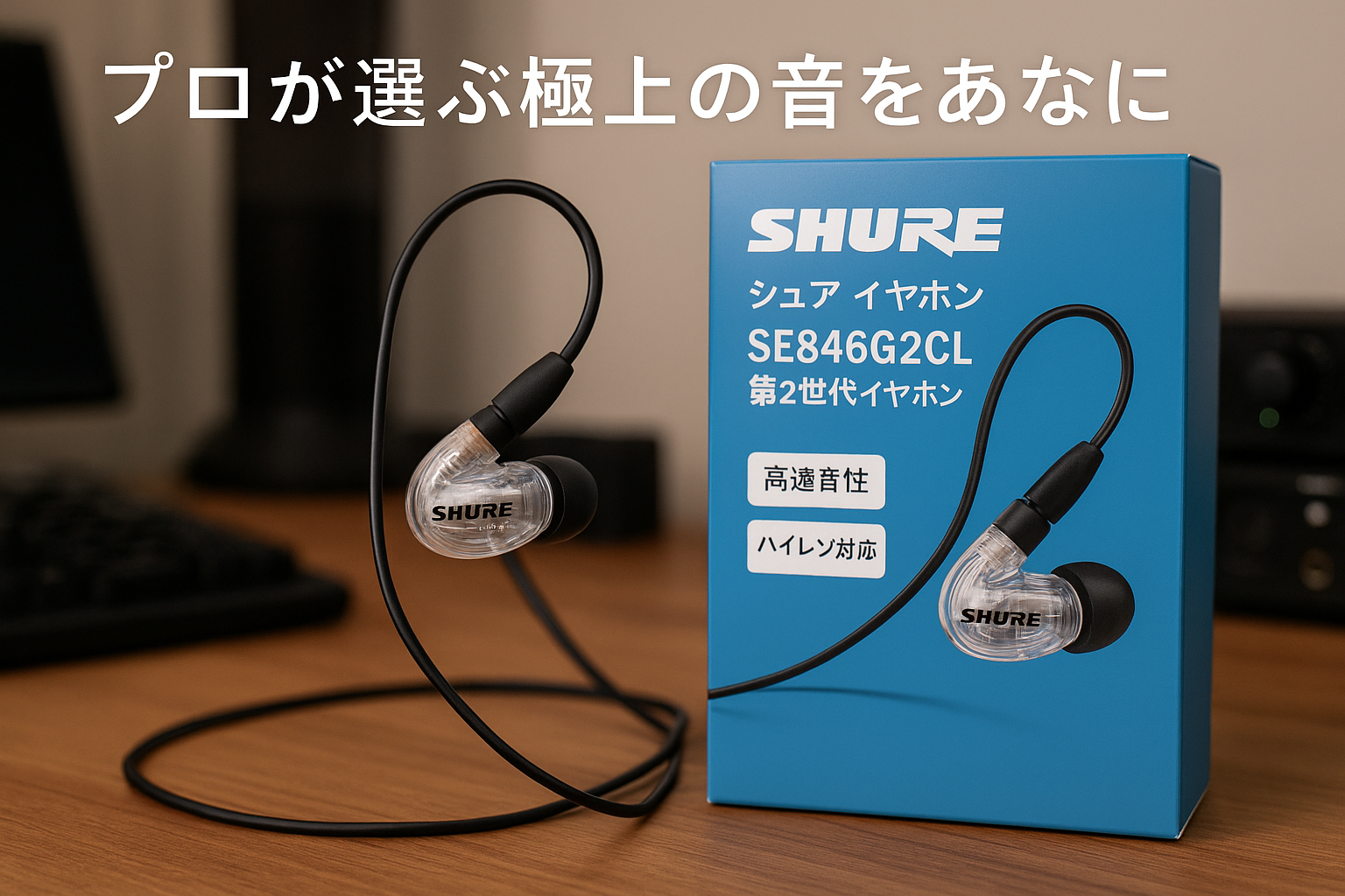 SHURE シュア イヤホン 有線 SE846G2CL クリア 第2世代 高遮音性 ハイレゾ対応 ゲーム ゲーミング カナル型 ワイヤレス変換可(別売) MMCX リケーブル プロ仕様 音楽 オーディオリスニング 配信 イヤモニ モニター レコーディング 録音 楽器 在宅勤務 リモートワーク テレビ ケーブル長162 cm 【国内正規品/メーカー保証2年】