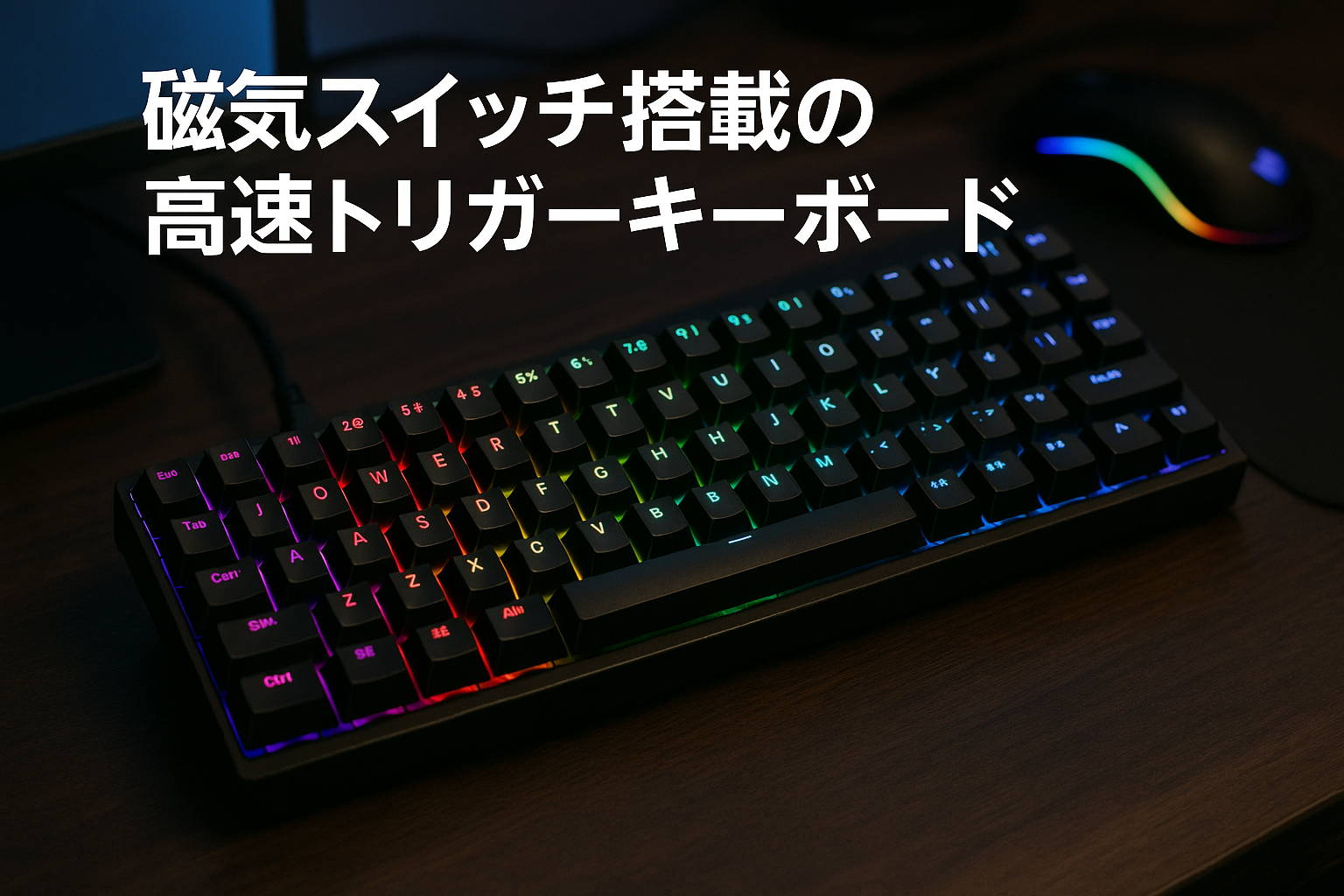 JOMKIZ MCHOSE ACE 60 60%有線 磁気スイッチ メカニカル ゲーミングキーボード ラピッドトリガーホールエフェクトキーボード 可動式 1600万色 RGB照明 RGBホットスワップ PC/Mac用 ブラック