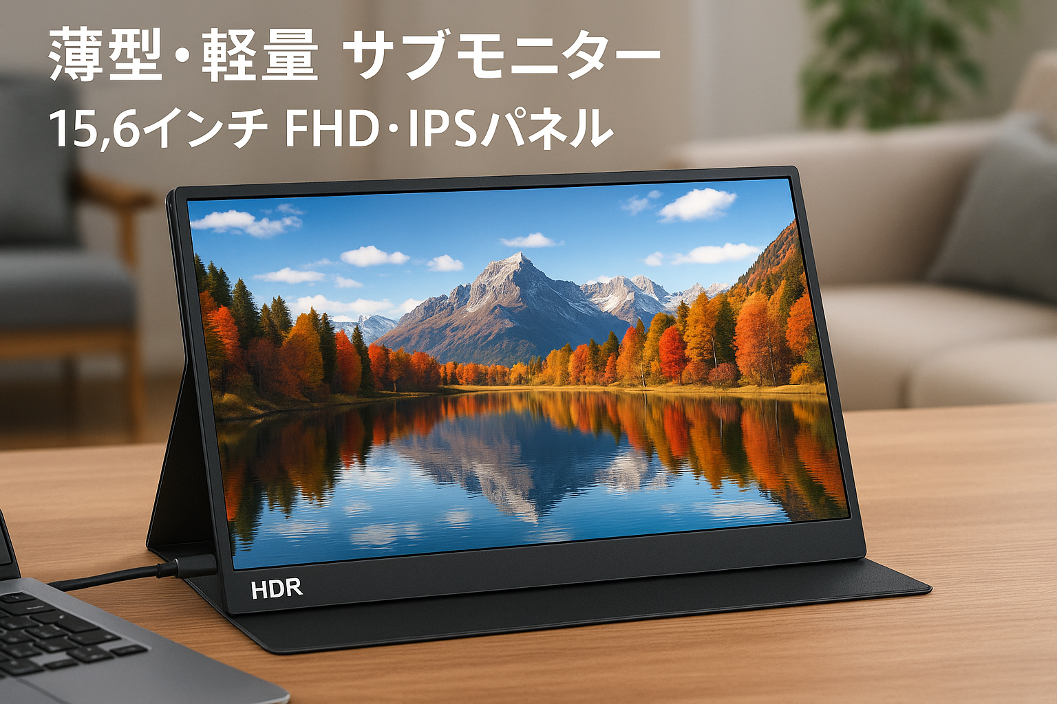 Alichome モバイルモニター 15.6インチ 1920×1080 FHD ポータブルディスプレイ 薄型軽量 サブモニター 非光沢IPSパネル マグネット保護カバー付き HDRモード スピーカー内蔵 Type-C/HDMI端子 VESA対応 PS4/PS5/XBOX/Switch/PC/Mac対応