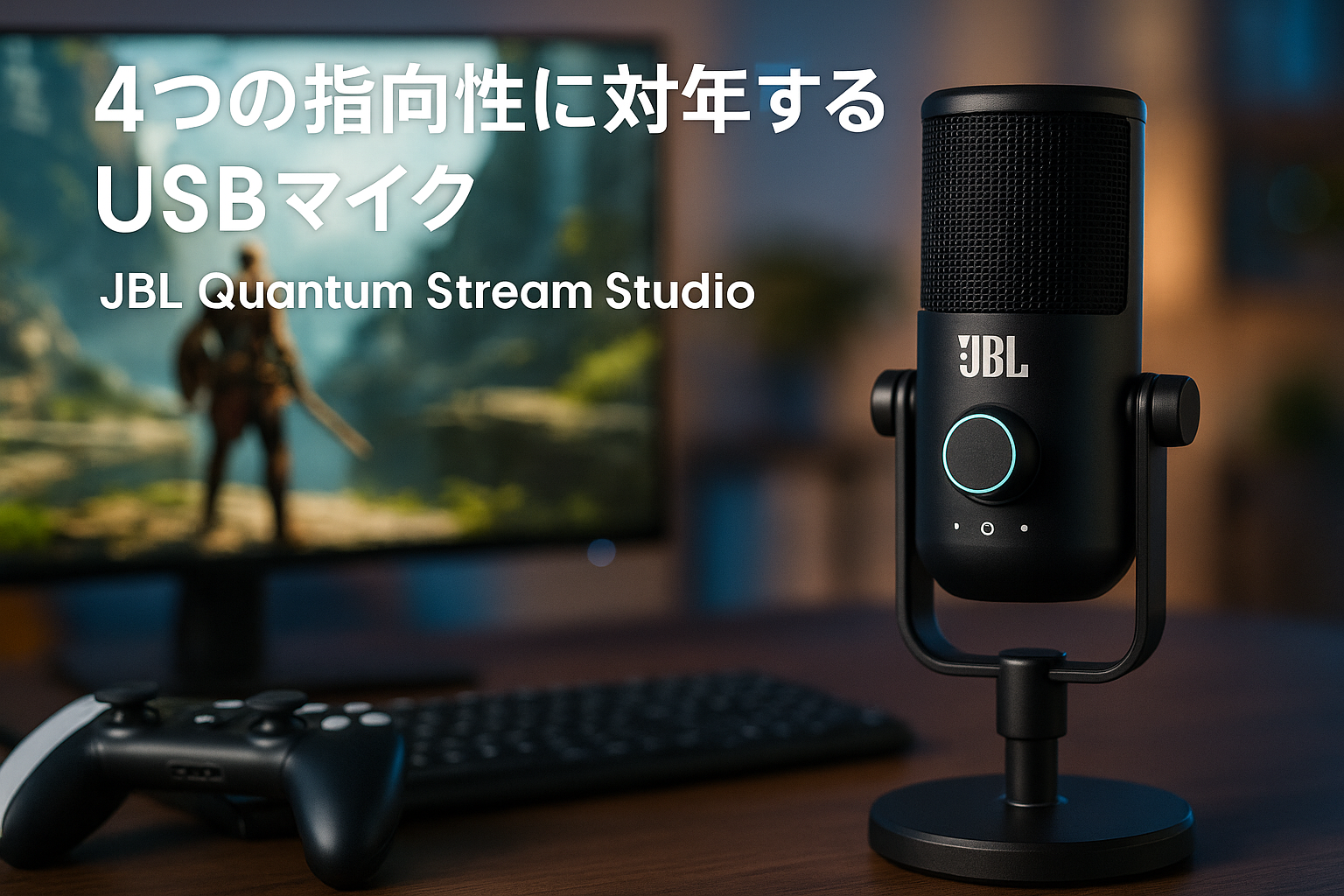 JBL QUANTUM STREAM STUDIO USBスタンドアロン/４つのマイク指向性/3つのコンデンサーマイク搭載USBマイク/テレワーク/ゲーマー/コンテンツクリエーター/ストリーマー/PC,MAC,PS4,PS5,SWITCH使用可能 ブラック JBLSTRMSTUDIOBLK