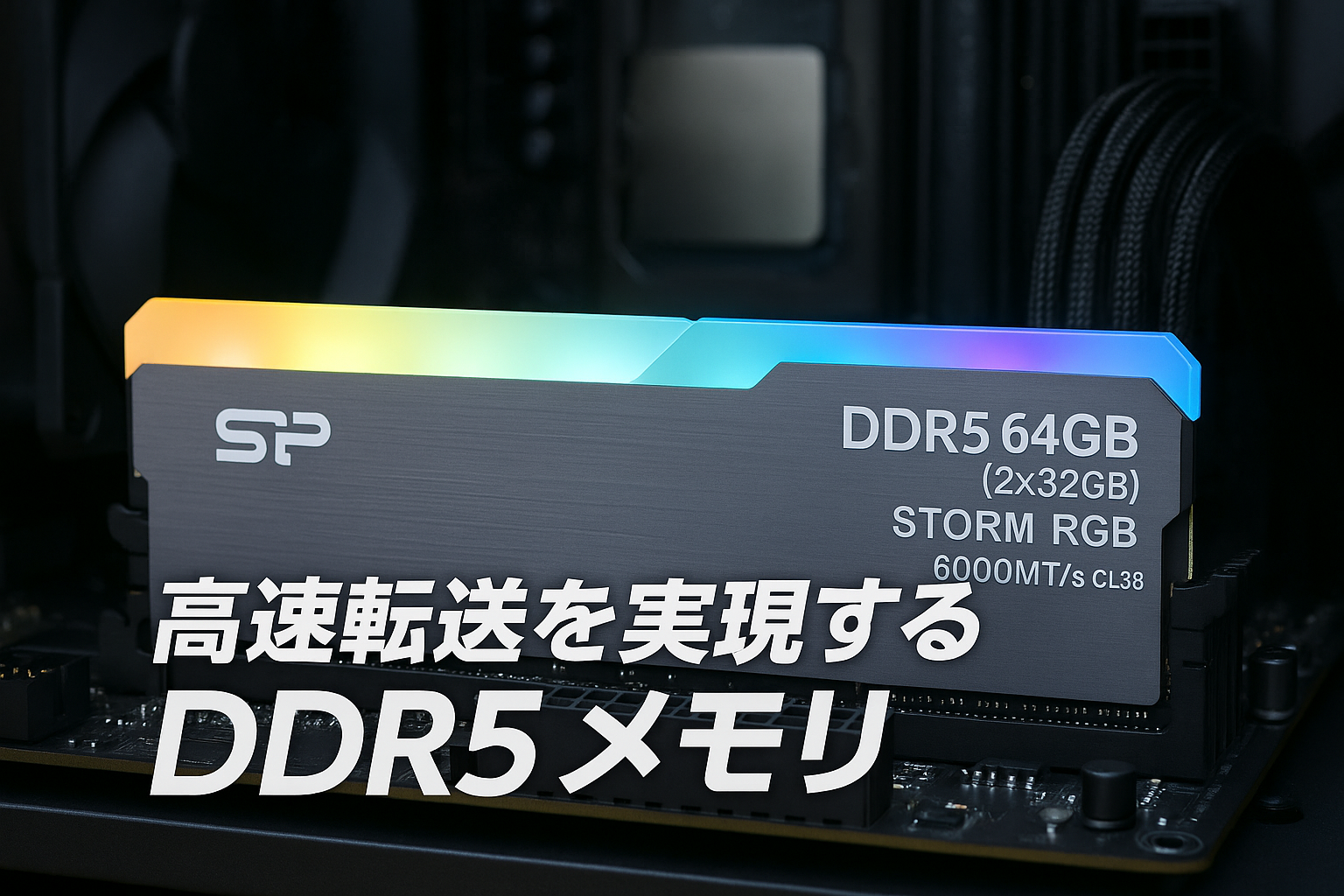 Silicon Power DDR5 64GB (2x32GB) Storm RGB 6000MT/s (PC5-48000) 288ピン CL38 1.35V UDIMM デスクトップメモリモジュール RAM SP064GXLWU60BFDK グレー