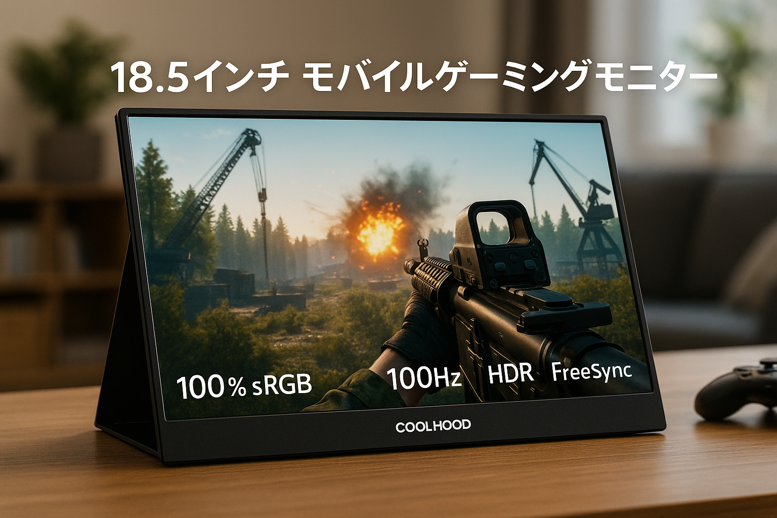 モバイルモニター 18.5インチ COOLHOOD モバイルディスプレイ ゲーミングモニター 100%sRGB 100Hz 1920x1080FHD HDRモード・FreeSync・VESA対応 ブルーライト低減 非光沢 IPS液晶パネル デュアルスピーカー内蔵 USBType-C mini HDMI PS4/PS5/Switch/Xbox/PC/Macなど対応