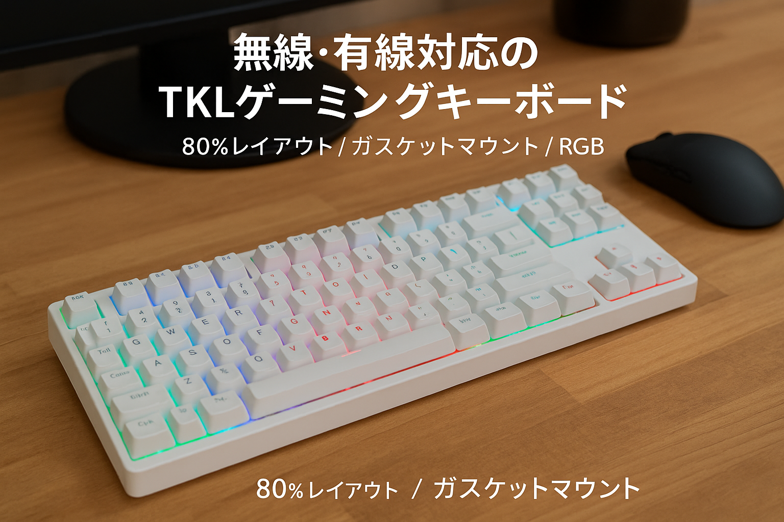 DAREU EK87PRO ゲーミングキーボード 無線 テンキーレス 80% メカニカルキーボード TKL 2.4Gワイヤレス/Bluetooth/有線USB接続可能 英語配列 ガスケットマウント RGB ホットスワップ対応 Cloudスイッチ（リニア類赤軸） ホワイト ブルー【1年間メーカー保証】