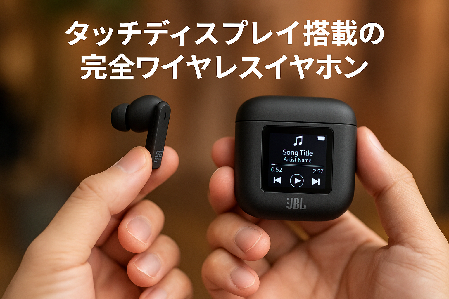 JBL TOUR PRO 2 ワイヤレスイヤホン bluetooth ハイブリッド ノイズキャンセリング/マルチポイント/IPX5/ワイヤレス充電対応/スマートタッチディスプレイ搭載/ブラック/JBLTOURPRO2BLK 小
