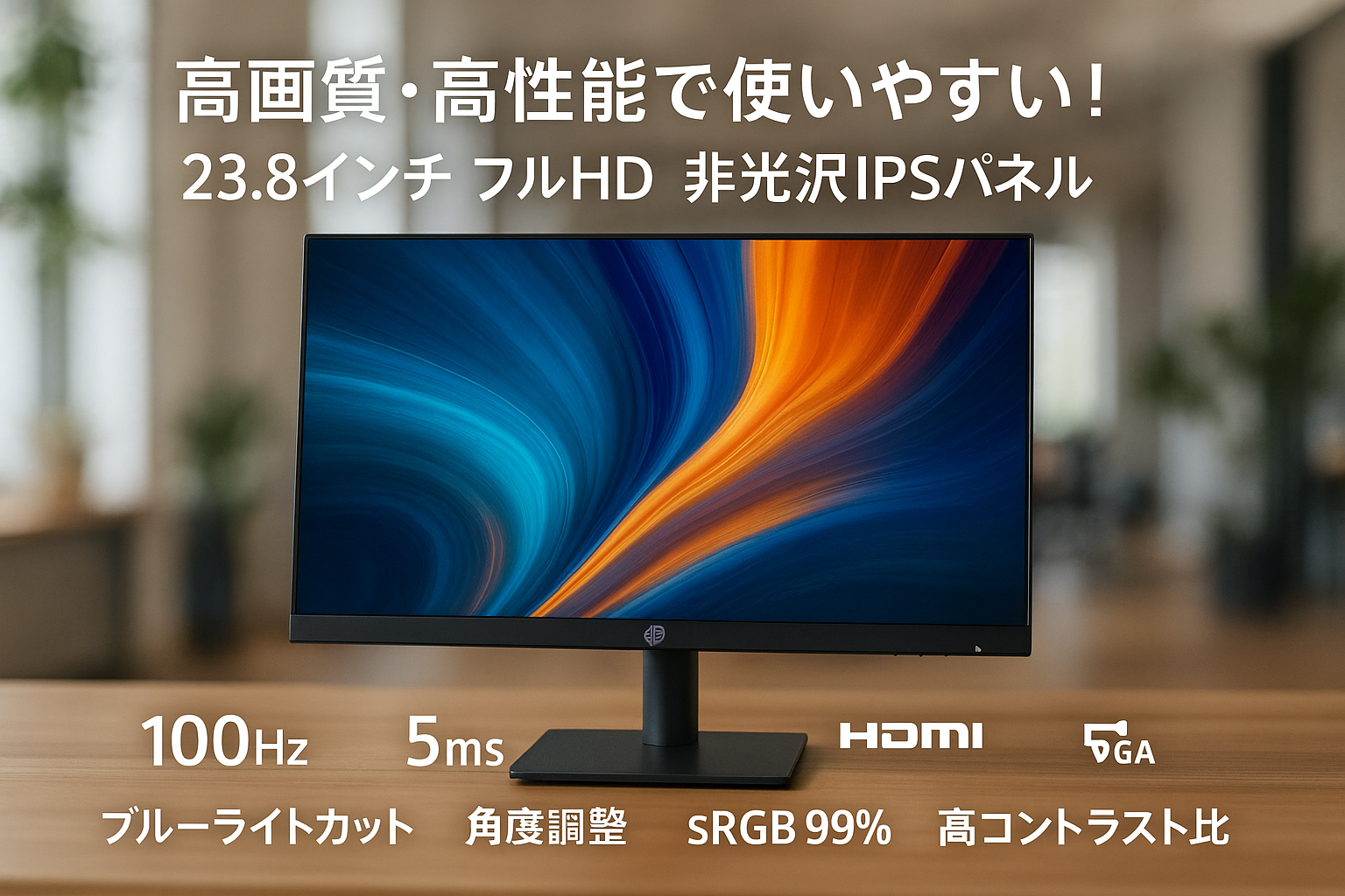HP モニター 524sf 23.8インチ フルHD IPSパネル 非光沢 薄型ベゼル 100Hz 5ms HDMI VGA ブルーライトカット 角度調整 sRGB99% 300nits 高コントラスト比 ブラック(型番：94C18AA-AAAA)