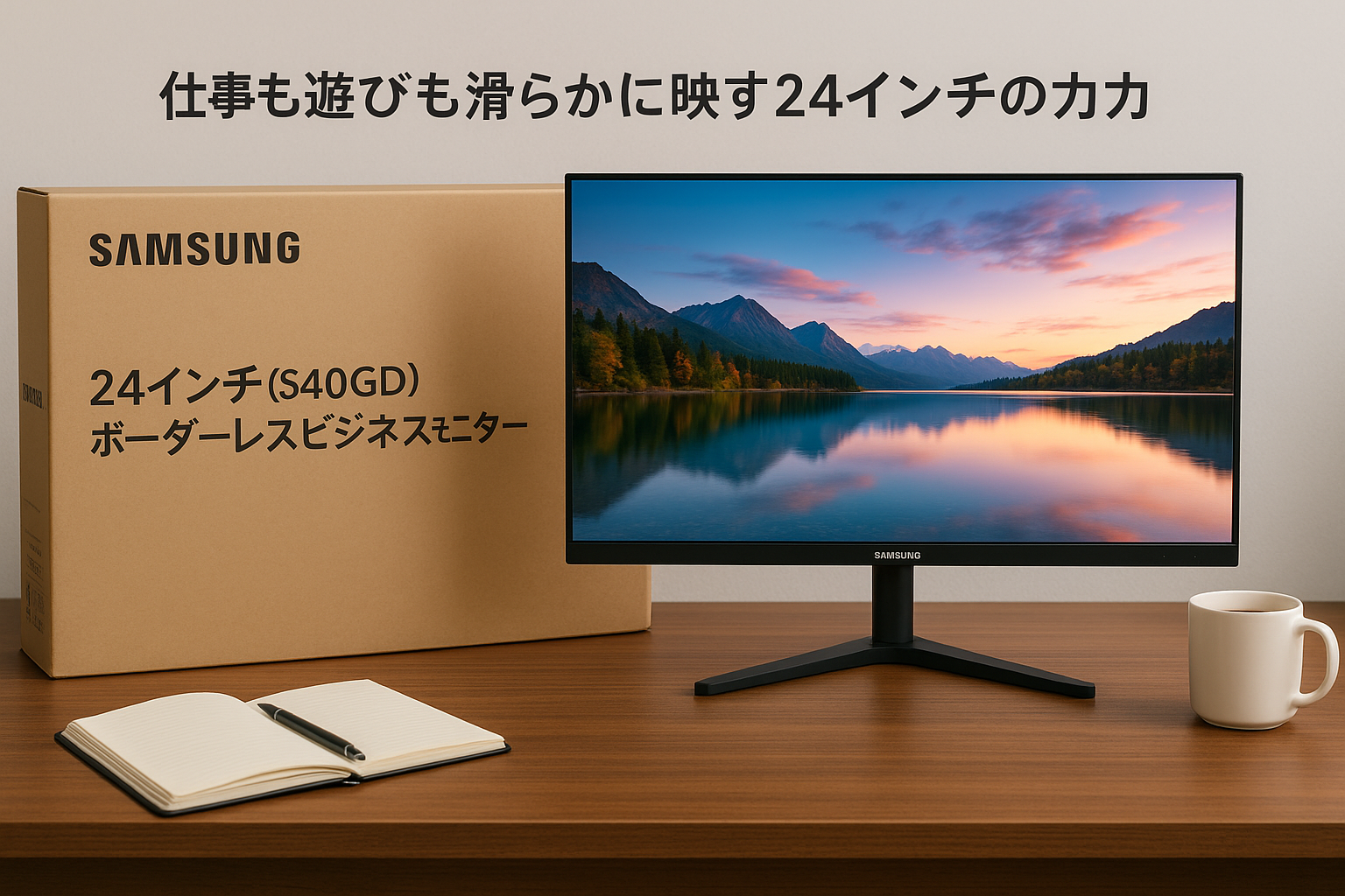 Samsung 24インチ (S40GD) ボーダーレスビジネスモニター IPSパネル付き 100Hzリフレッシュレート、アイセーバーモード、人間工学デザイン、ゲームピクチャーモード、LS24D402GANXGO