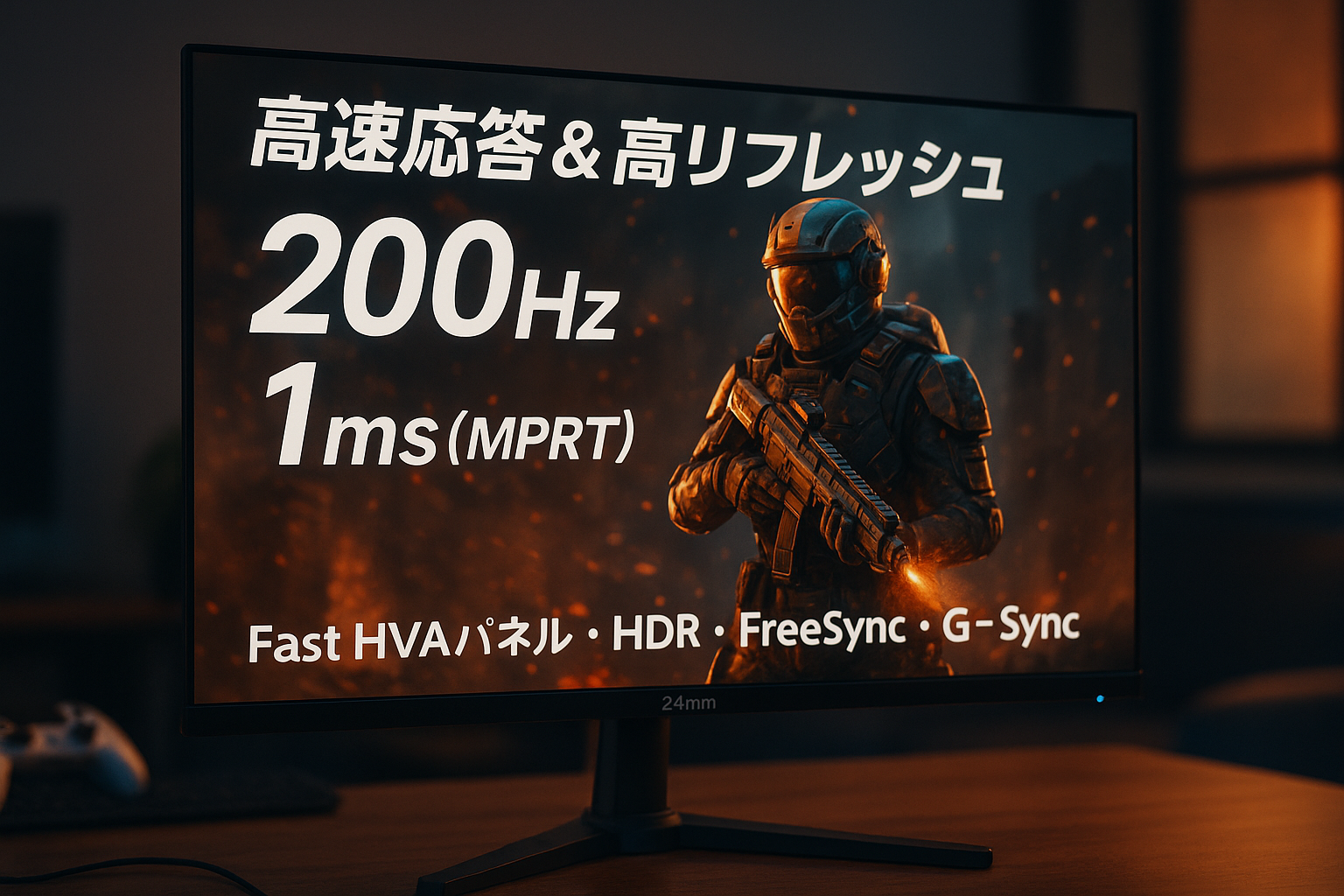 ゲーミングモニター 24インチ 23.8インチ モニター 200Hz 1ms(MPRT) Fast HVAパネル FHD 200Hz/180Hz/165Hz/144Hz ps5/switch/xbox対応 pcモニター 2mm狭額縁 HDR/FreeSync(VRR)/G-Sync/OverDrive/チルト/スピーカー内蔵 イヤホン/HDMI/DP/USB-A2.0(スマホ充電可能)