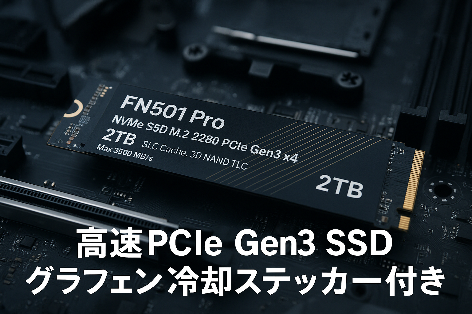 FN501 Pro 2TB NVMe SSD M.2 2280 PCIe Gen3 x4 内蔵 SSD グラフェン冷却ステッカー付き 最大 3500MB/s SLC キャッシュ 3D NAND TLC ラップトップ、 デスクトップと互換性あり メーカー3年保証