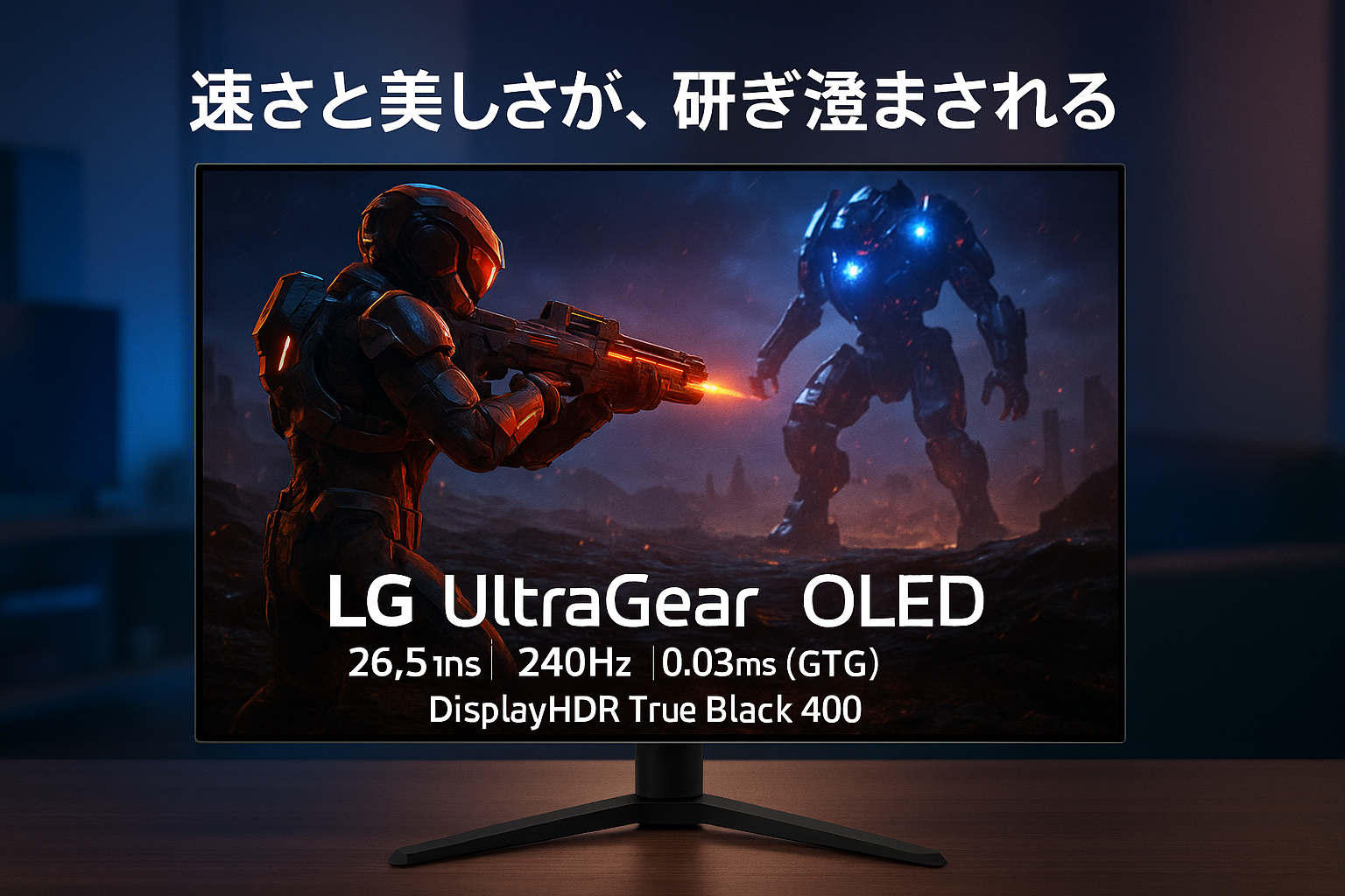 LG ゲーミング モニター UltraGear OLED 27GS95QE-B 26.5インチ/WQHD(2560×1440)@240Hz/有機EL/0.03ms(GTG)/DisplayHDR True Black 400/VRR(可変リフレッシュレート)/ハードウェアキャリブレーション/HDMI×2、DisplayPort