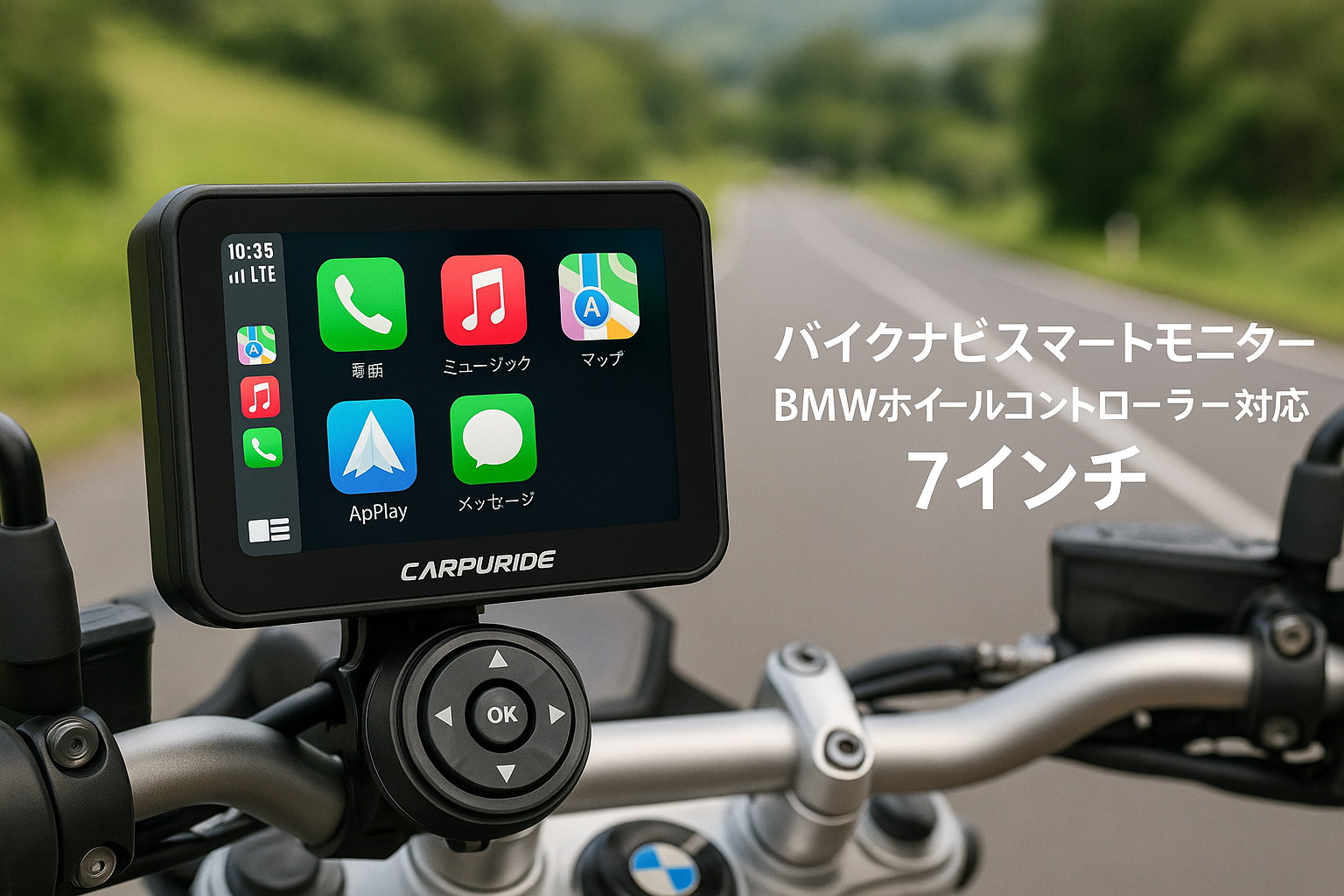 Carpuride バイクナビ スマートモニター コントローラー操作はでき B/MW原車輪制御できる ディスプレイオーディオ ワイヤレス アンドロイドナビCarplay Android Auto ポータブル カープレイ Bluetoothインカムを適用 7インチ IPS 音声コントロール/音楽共有/通話 日本の技適取得済み 日本語説明書 取付簡単 IP67（Ｗ702proBS)