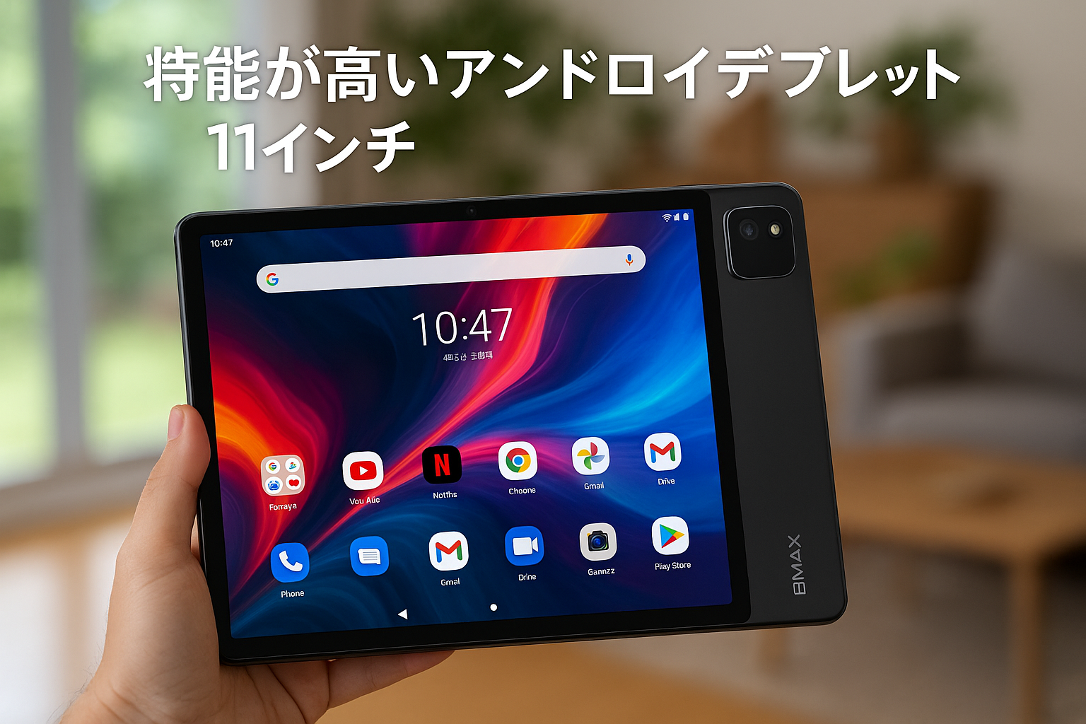 bmax タブレット I11S、タブレット 11インチ 8000mAh+WidevineL1 Netflix対応、アンドロイド15 タブレット 8コアCPU T606 12GB+128GB+1TB拡張、タブレット 10インチ以上 wi-fiモデル、Type-C充電+GMS+GPS+顔認識+BT5.0+OTG+5G WIFI