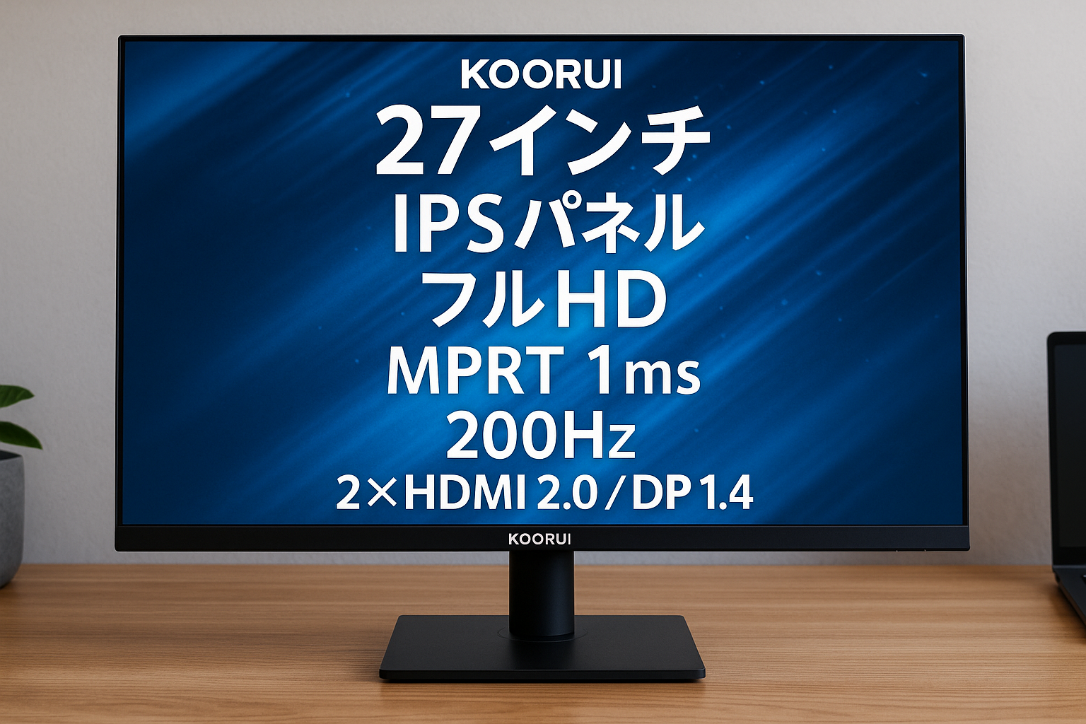 KOORUI モニター 27インチ IPS 非光沢 フルHD pcモニター MPRT 1ms 200Hz ディスプレイ 2*HDMI 2.0+DP 1.4+A/O 傾き調整 広い視野角 スピーカー非搭載 G2711P
