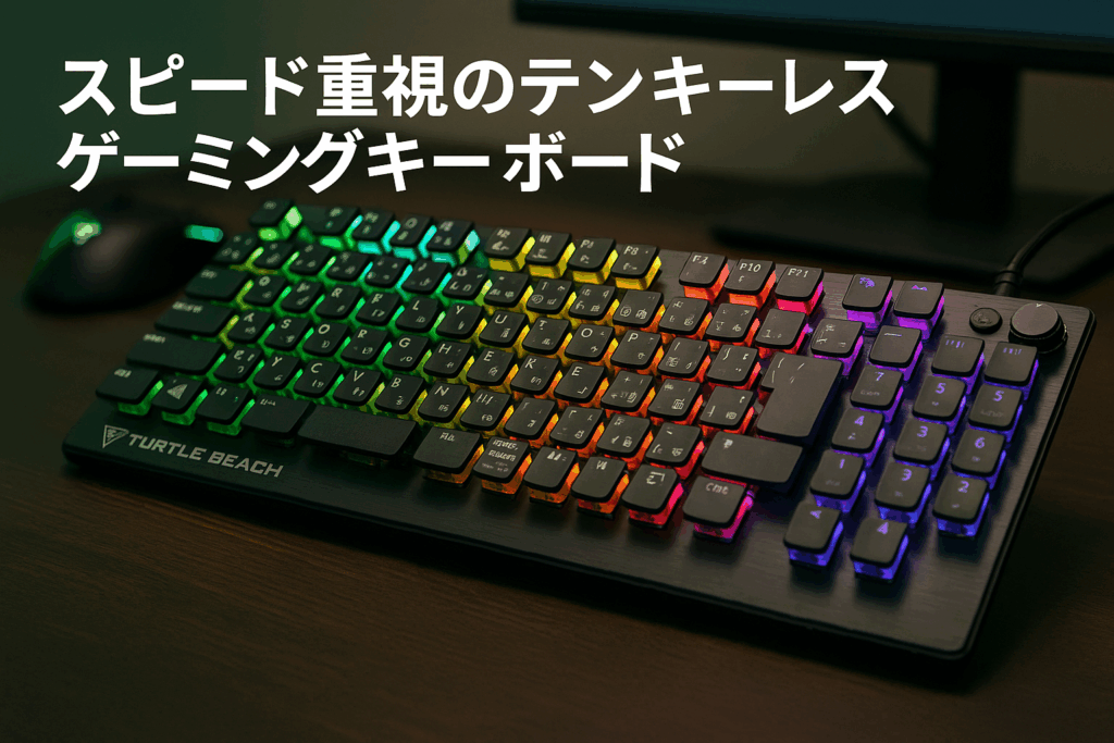 TURTLE BEACH ゲーミングキーボード Vulcan TKL AIMO JP 日本語配列 有線 ブラック/黒 メカニカル リニア テンキーレス スピード重視 薄型軽量キーキャップ RGBライティングボリュームダイヤル Windows 10以降【メーカー保証2年】