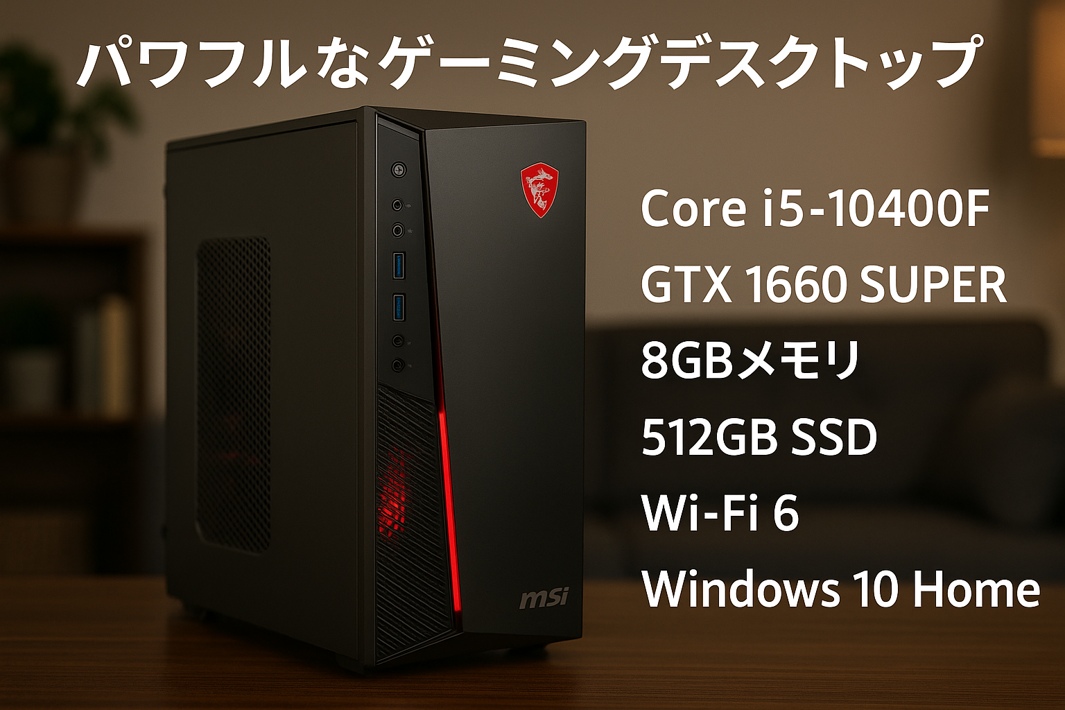 MSI Codex R 10SC-003US Preformance フルタワー デスクトップ Intel Core i5-10400F プロセッサー GTX 1660Super 6GB GDDR6 8GB DDR4 512GB SSD WiFi 6 Windows 10 ホーム VR対応