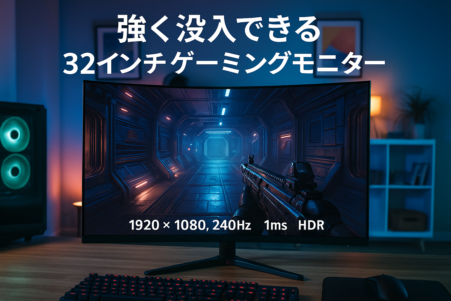 ゲーミングモニター 32インチ ディスプレイ(1920x1080/240Hz/曲面/1ms MPRT/90%DCI-P3/120%sRGB/VAパネル/3000:1コントラスト/HDR/Adaptive Sync/フリッカー防止/ブルーライト低減/DP1.4 /HDMI 2.1/75x75 VESA/3年保証 AMZG32C3F