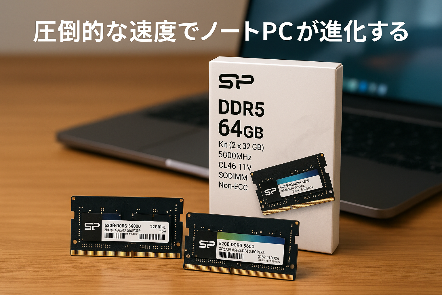シリコンパワー DDR5 64GB キット (2 x 32GB) 5600MHz (PC5-44800) CL46 1.1V SODIMM Non-ECCノートパソコン RAM コンピュータメモリ SP064GBSVU560F22