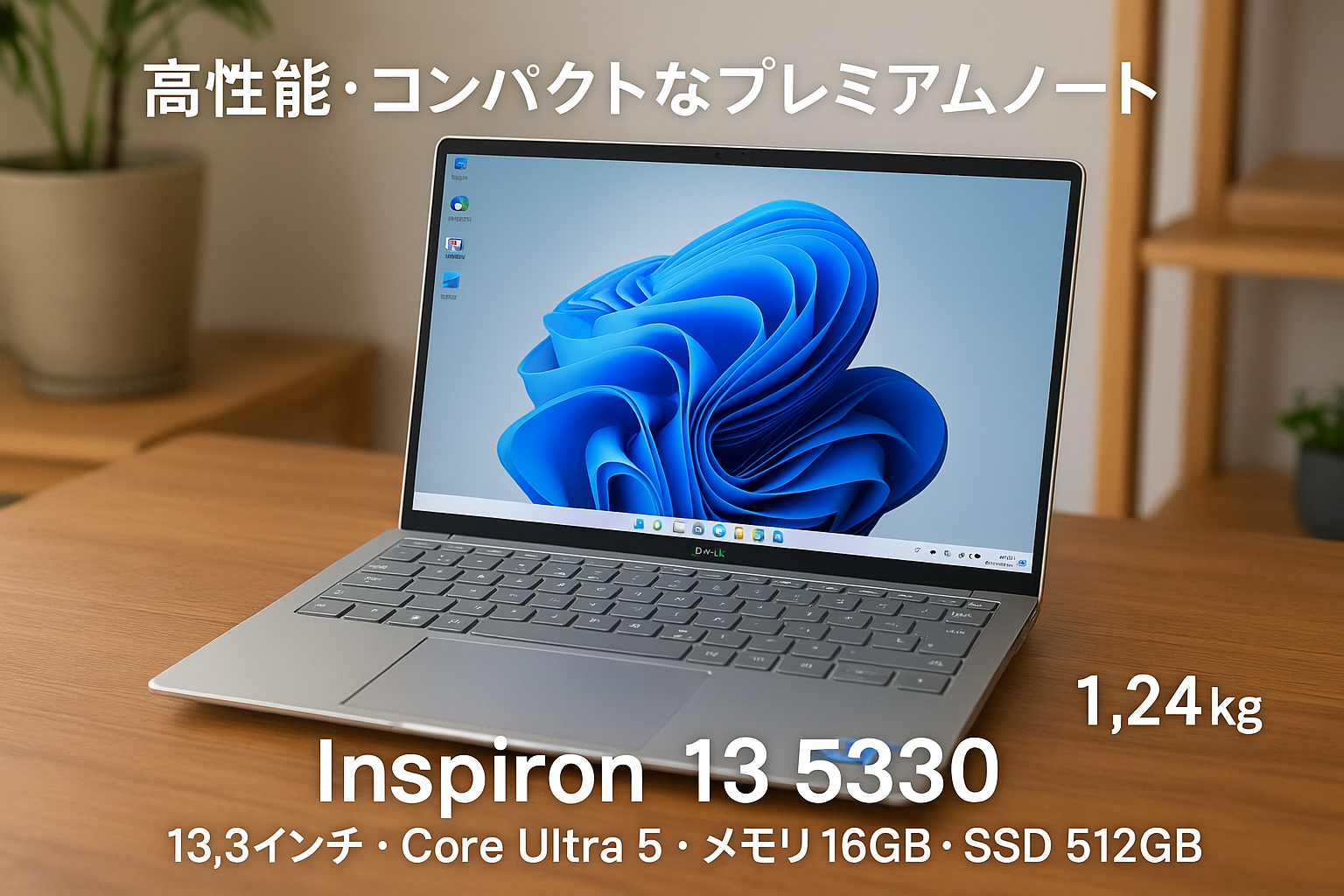 Dell ノートパソコン Inspiron 13 5330 13.3インチ Intel Core Ultra 5 125H メモリ16GB SSD512GB Windows 11 Type-C給電対応 重量1.24kg プラチナシルバー 翌営業日対応オンサイト出張修理サービス1年 MI63A-DWLS