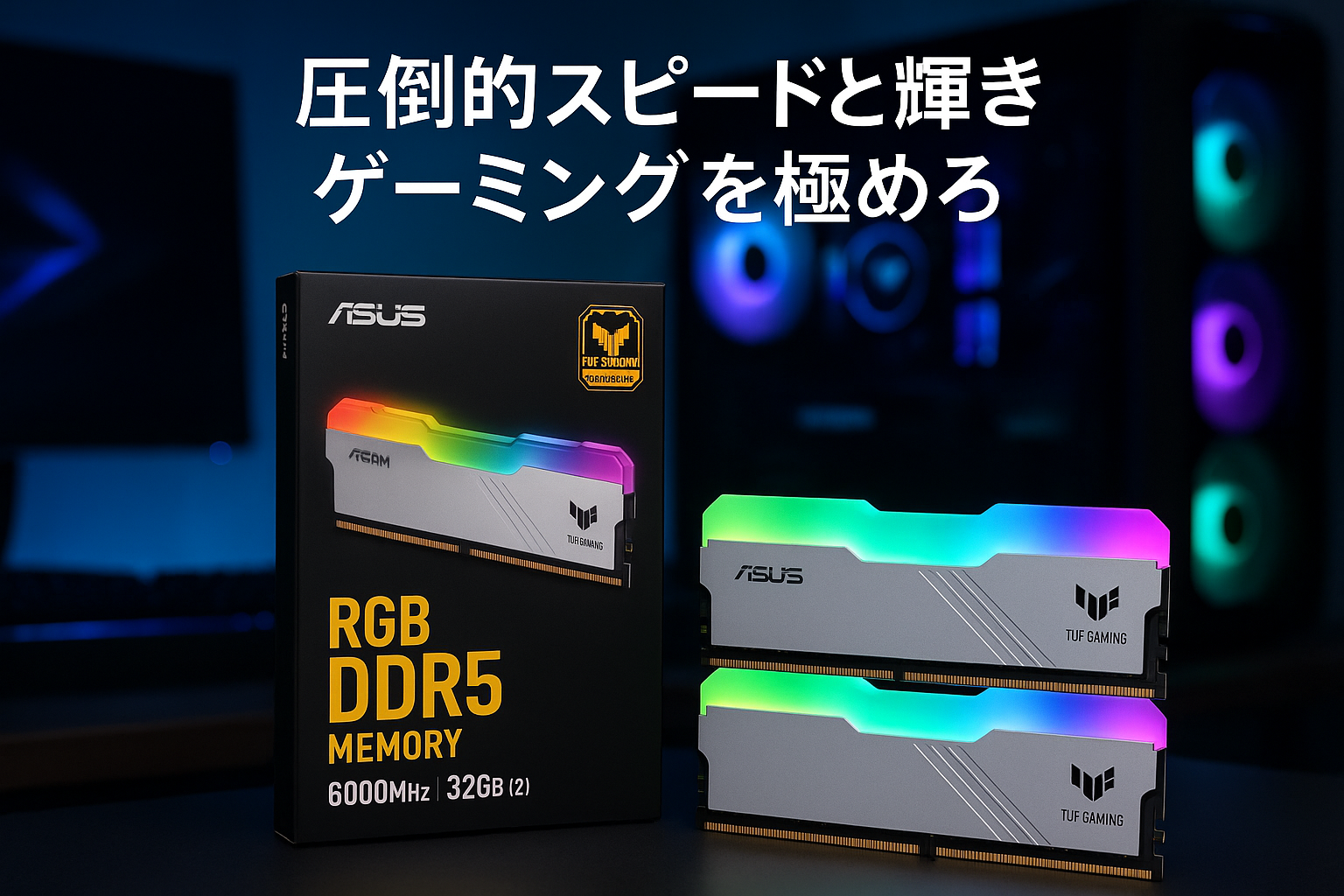 Team RGB(発光型) DDR5 6000Mhz PC5-48000 16GBx2枚(32GBkit) ASUS TUF Gaming Allianceモデル デスクトップ用メモリ XMP3.0準拠 ハイスピードタイプ 日本国内無期限保証