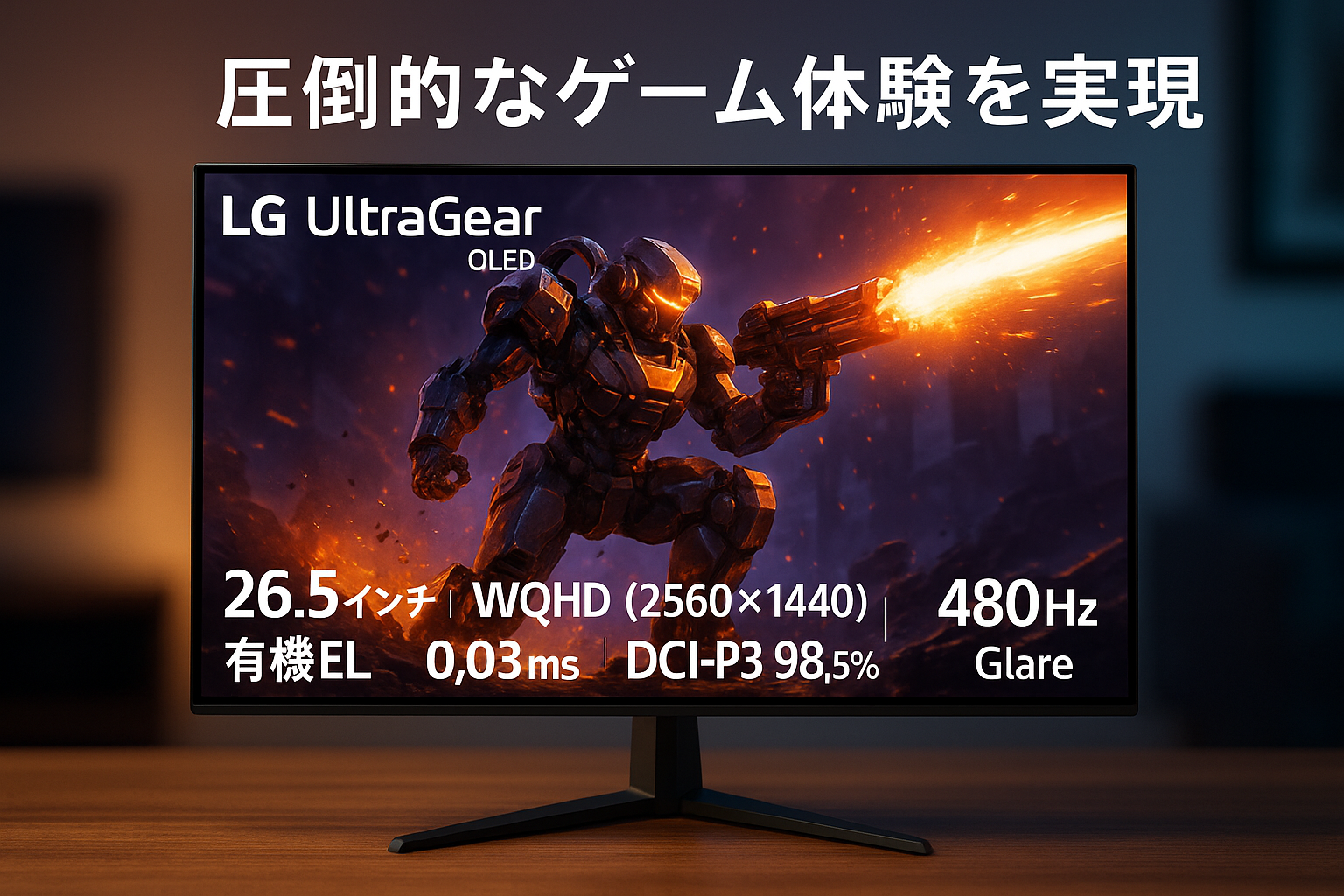 LG ゲーミングモニター UltraGear OLED 27GX790A-B 26.5インチ/WQHD(2560×1440)/480Hz/有機EL/0.03ms(ClearMR 21000)/DCI-P3 98.5%/DisplayHDR True Black 400/アンチグレア/DP2.1
