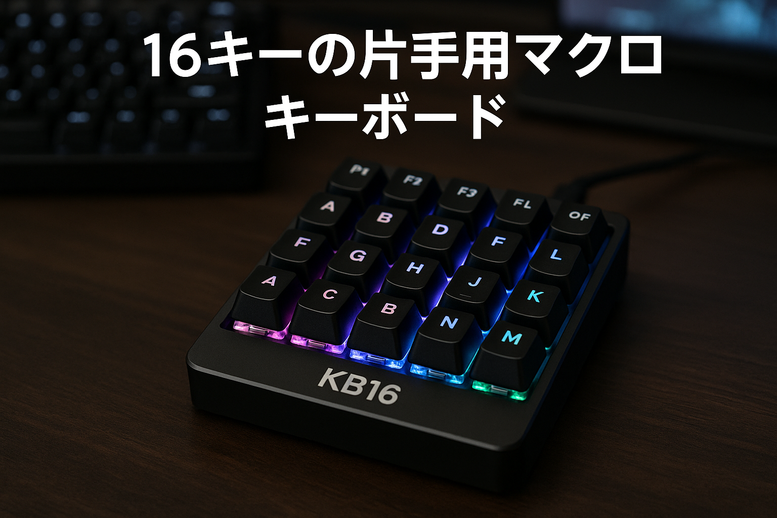 KB16 マクロメカニカルキーボードアルミニウム製/片手キーボード/RGB VIA ホットスワップ プログラム機能対応可能/16キー/Ps Pr LrC Blenderなどのソフトに利用可能 (黒)