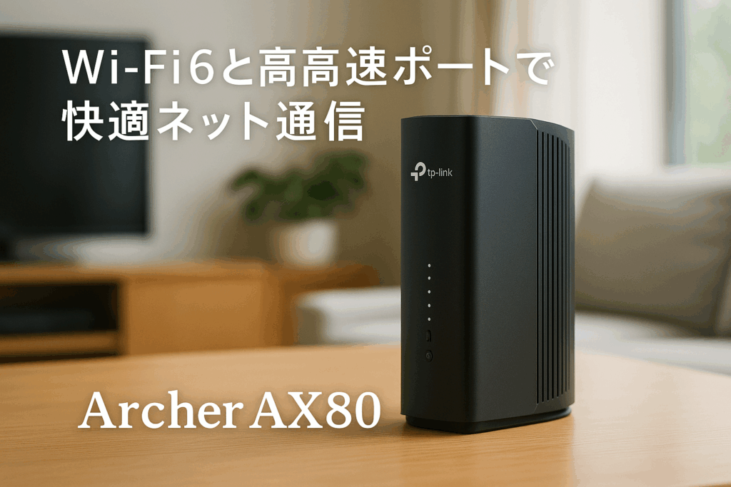 TP-Link WiFi ルーター 無線LAN WiFi6 11AX AX6000 4804 + 1148Mbps 2.5Gbps WAN/LANポートx1 縦型 IPv6 IPoE VPN EasyMesh 対応 メーカー保証3年 エコフレンドリーボックス Archer AX80