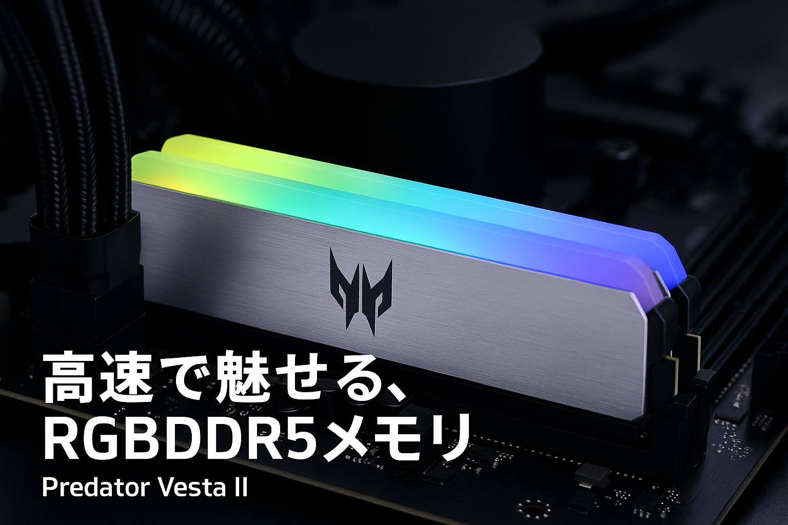 Acer Predator Vesta Ⅱ DDR5 6000MHz デスクトップPC用メモリ 32GB（16GB×2枚） RGB(発光型) シリーズ (PC5-48000) Intel XPM 3.0 準拠 AMD EXPOメモリキット シルバー BL.9BWWR.653