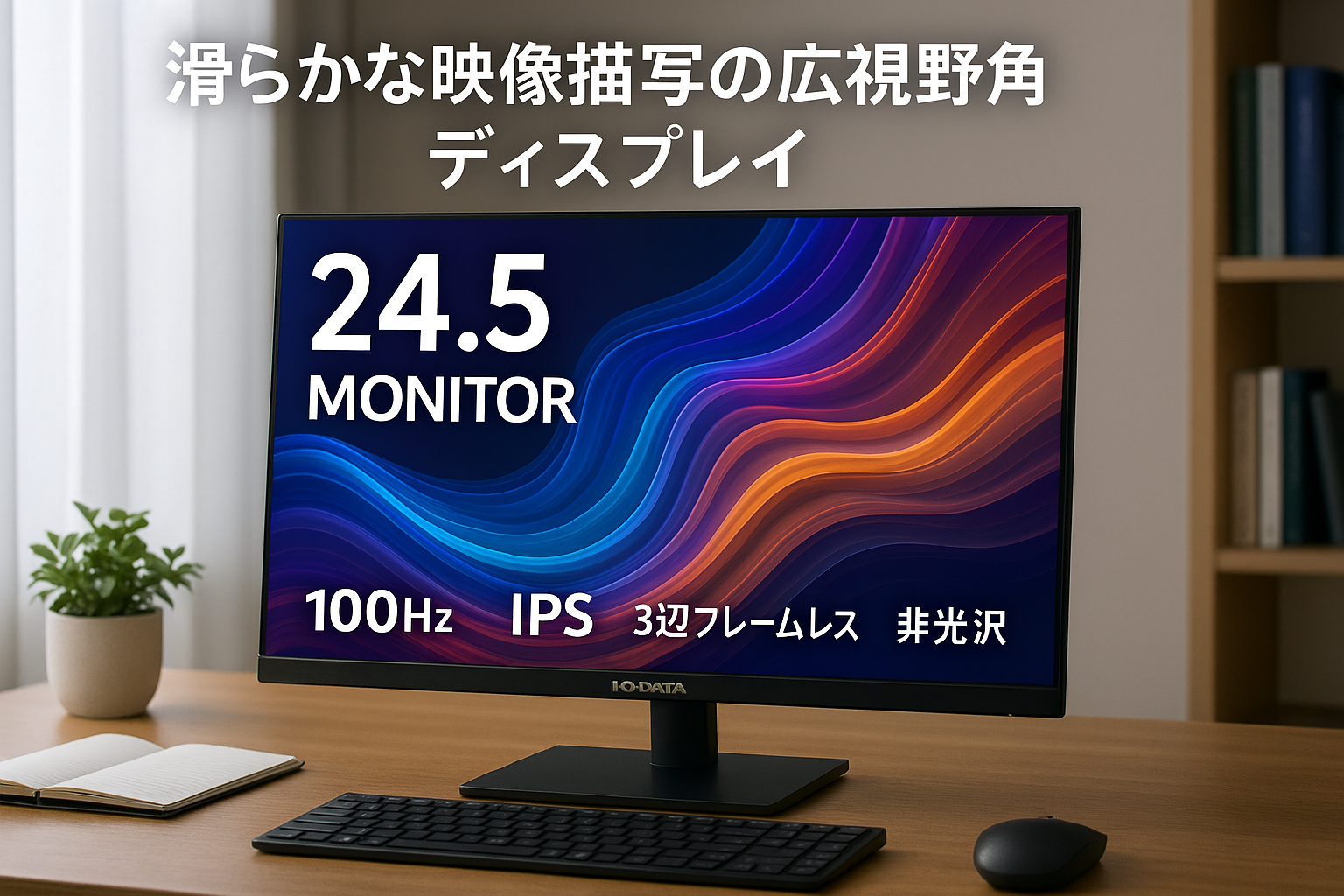 IODATA モニター 24.5インチ 100Hz HFSパネル 広視野角 3辺フレームレス 非光沢 省電力 ブラック (HDMI×1/USB-C×1/VESA対応/チルト角調整/土日サポート/日本メーカー) EX-C251SH
