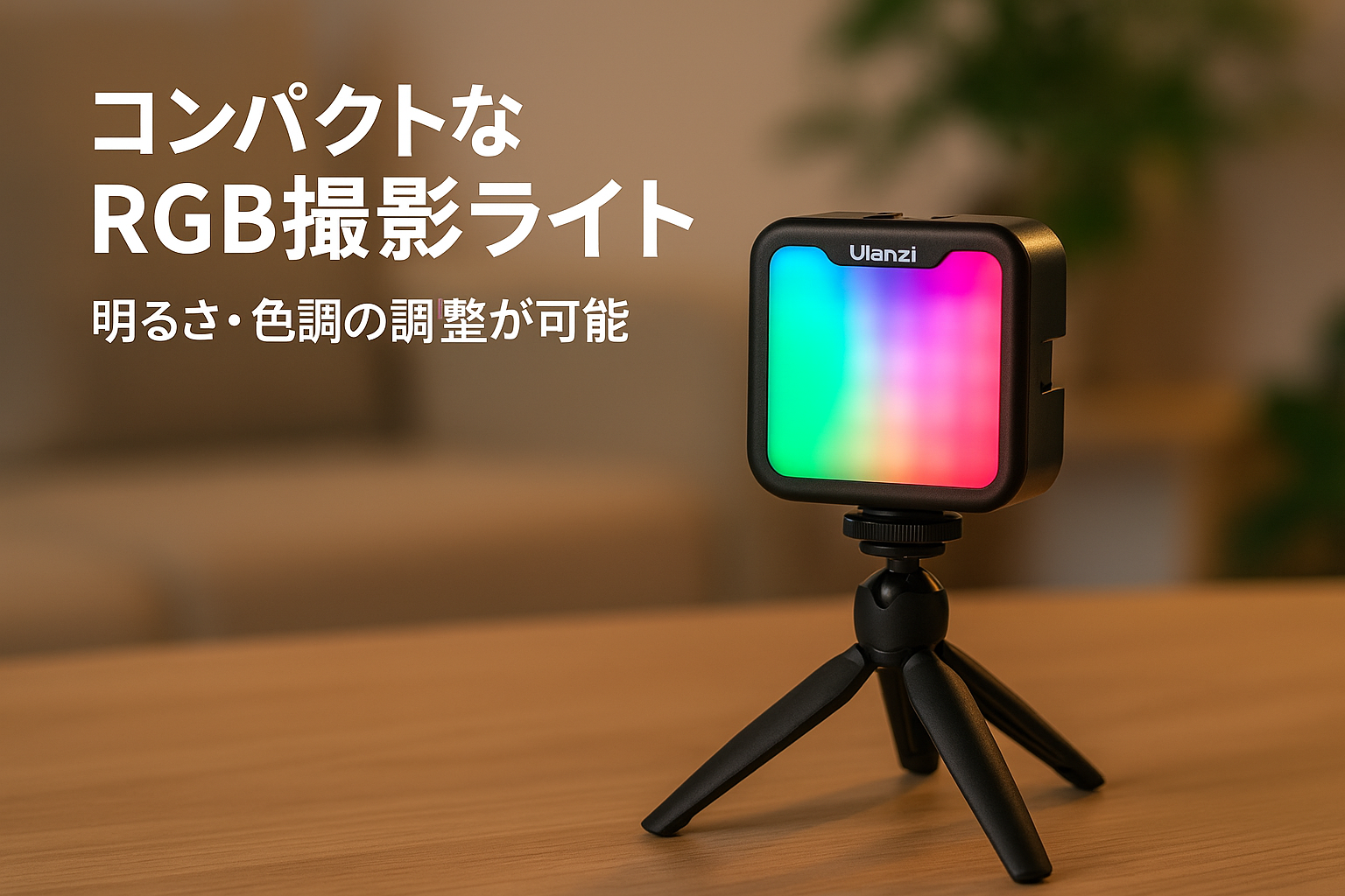 最新 Ulanzi VL49 RGB撮影ライト+三脚付き LEDビデオライト 卓上スタンド 359色RGBモード 明るさ調整が可能 9000k明るい白色光 2000mAh USB充電式 iphone/Gopro/Osmo Pocket/Samsung/Nikon/Canon/Sony/アクションカメラに適用
