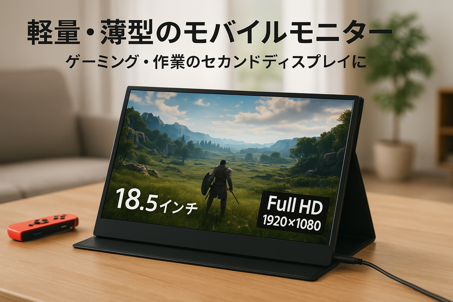 WINTEN モバイルモニター 18.5インチ 1920*1080 フルHD ゲーミングモニター ディスプレイ 外付けモニター 軽量 薄型 ノングレア（非光沢） IPSパネル 内蔵スタンド カバー付 スピーカー内蔵 Switch/PS4/PS5/PC/iPhone/スマホ/USB-C/HDMI/VESA WT-185WP-BK 6228